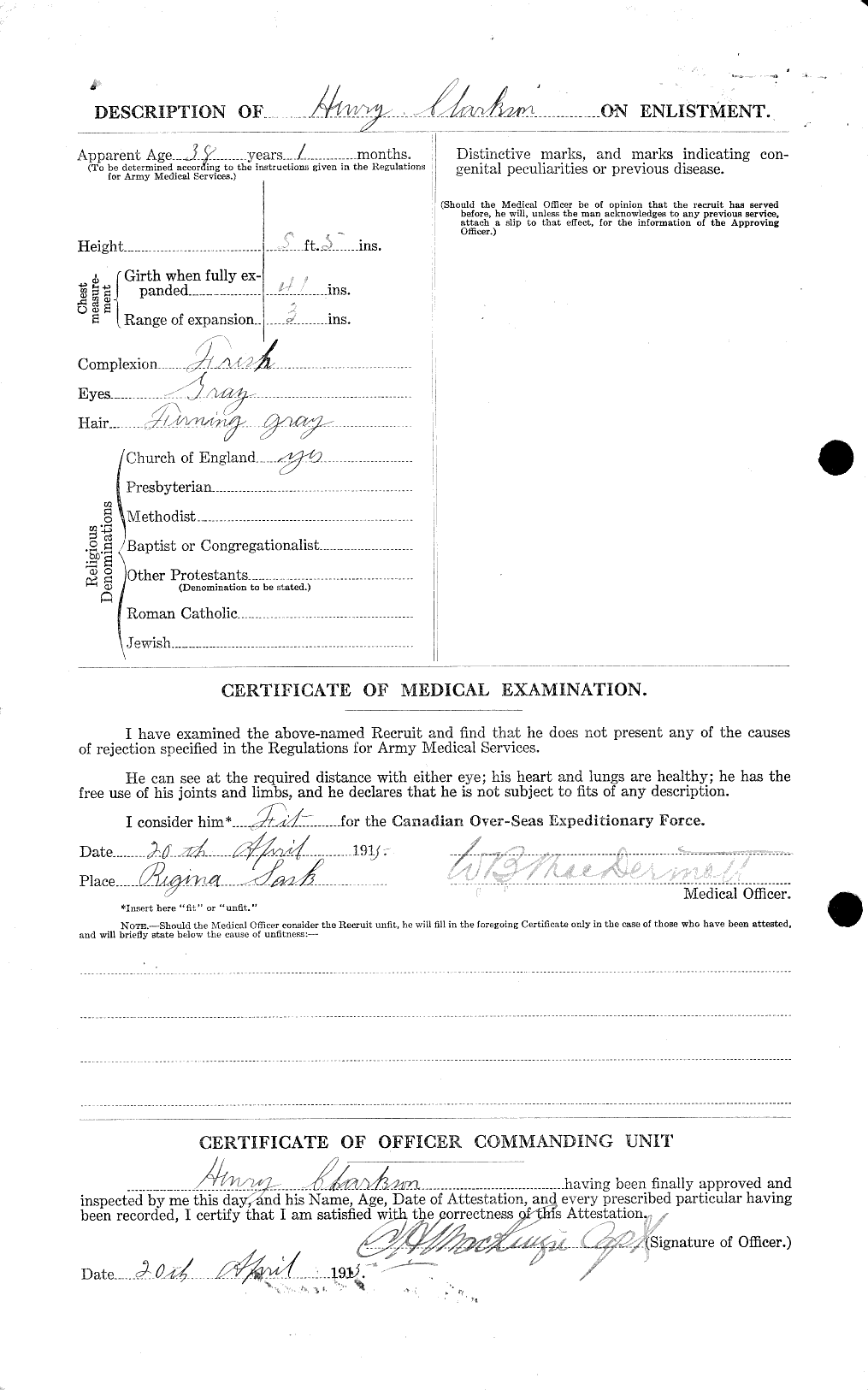 Dossiers du Personnel de la Première Guerre mondiale - CEC 021439b