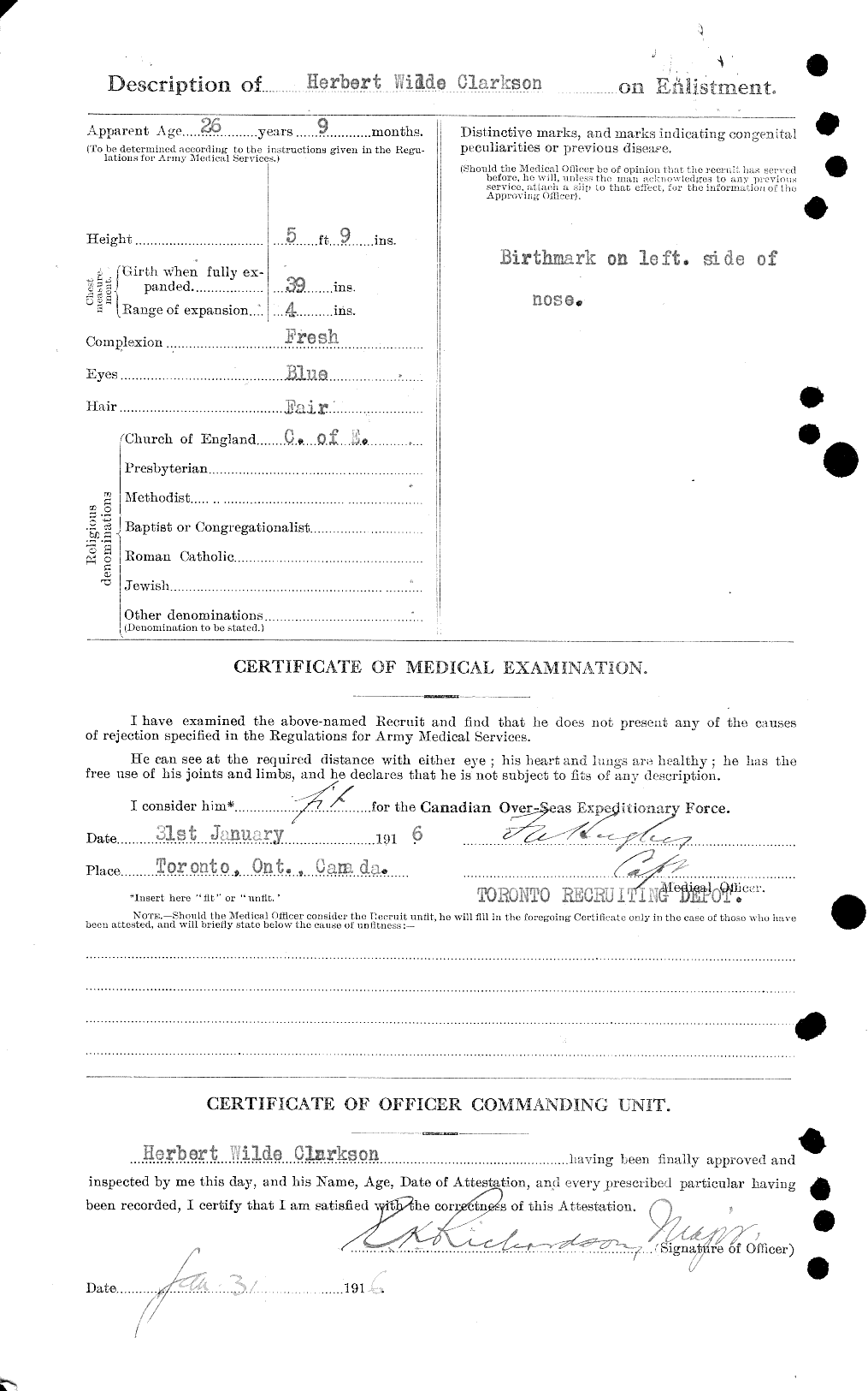 Dossiers du Personnel de la Première Guerre mondiale - CEC 021440b