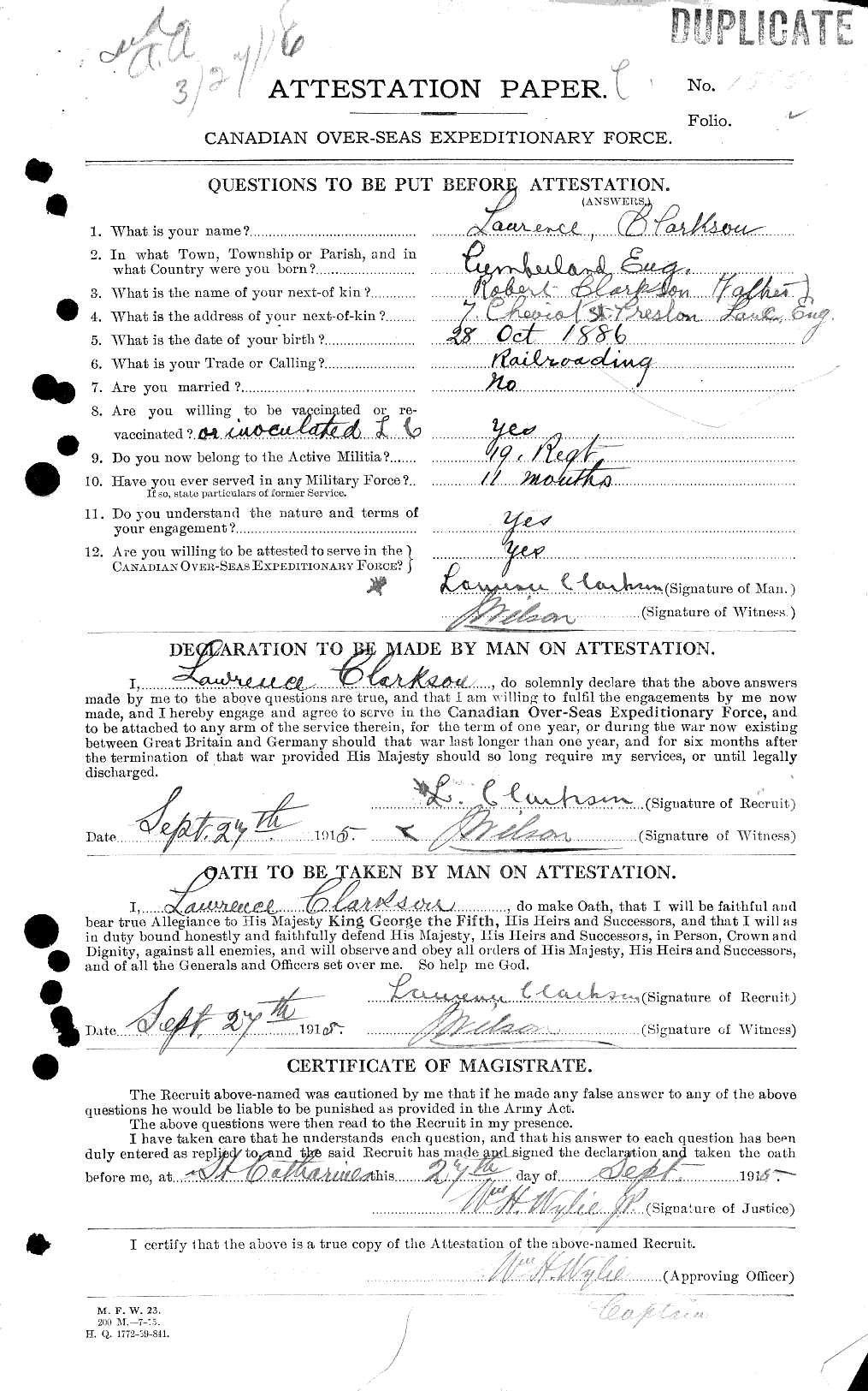 Personnel Records of the First World War - CEF 021460a