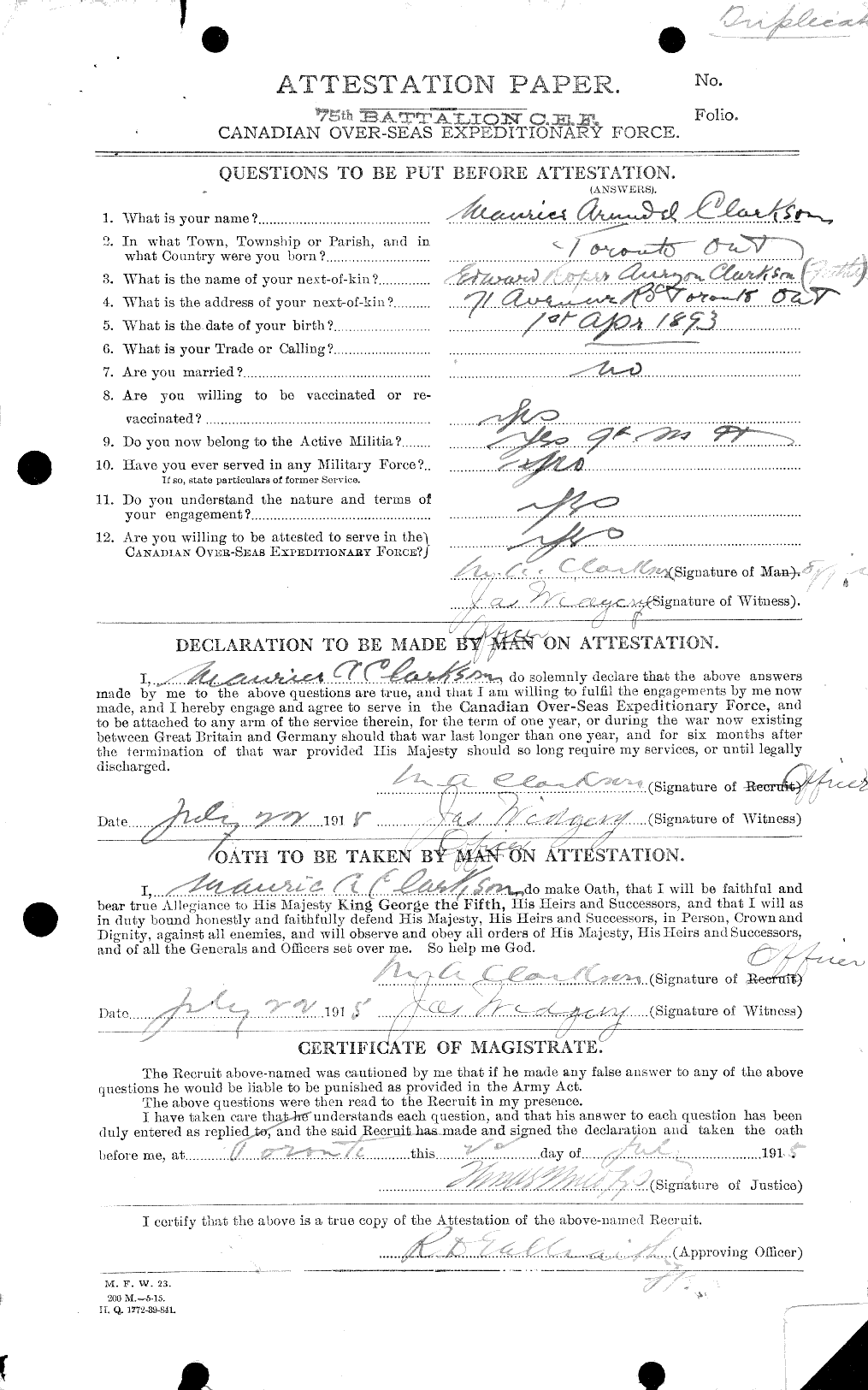 Personnel Records of the First World War - CEF 021463a