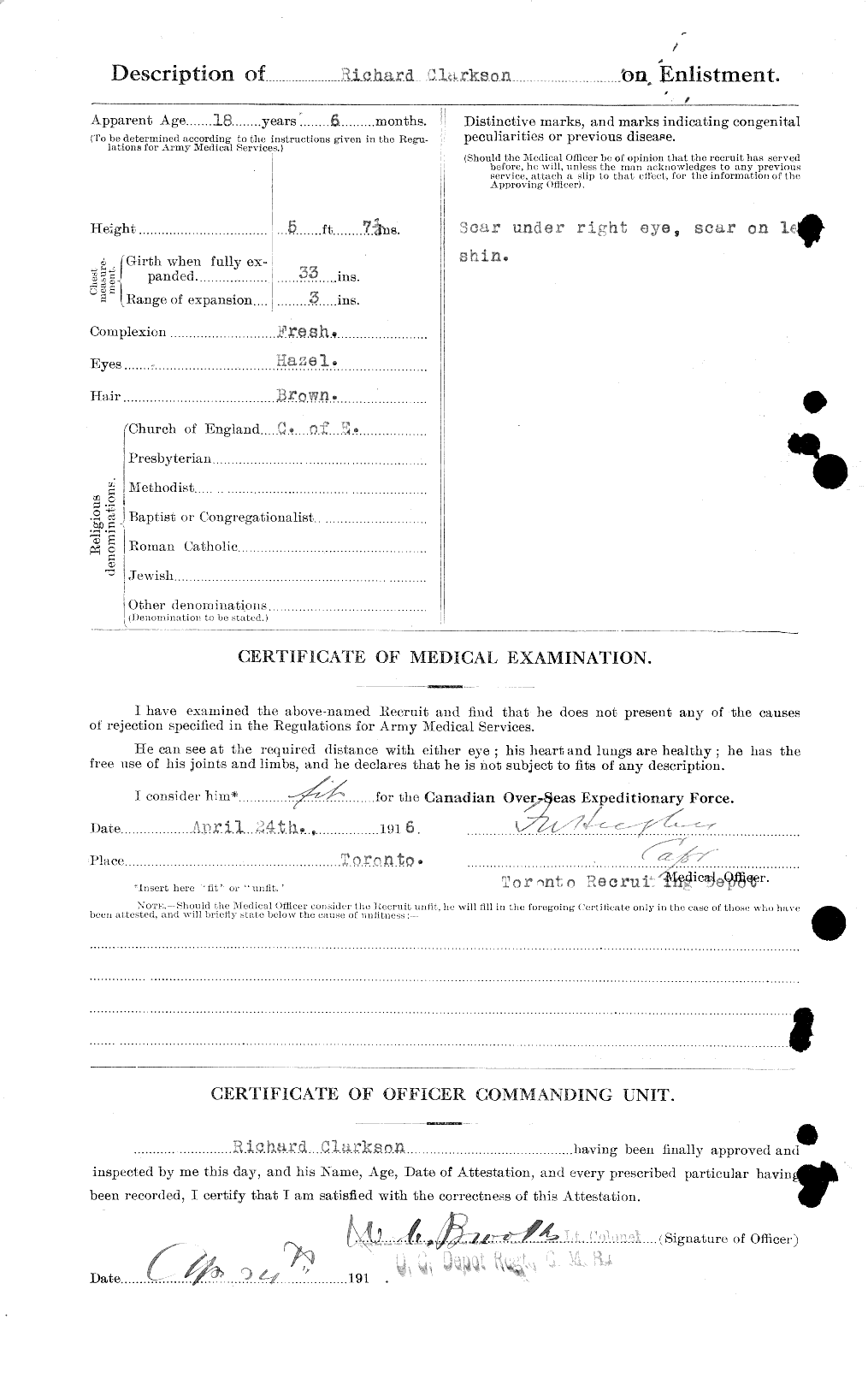 Dossiers du Personnel de la Première Guerre mondiale - CEC 021469b