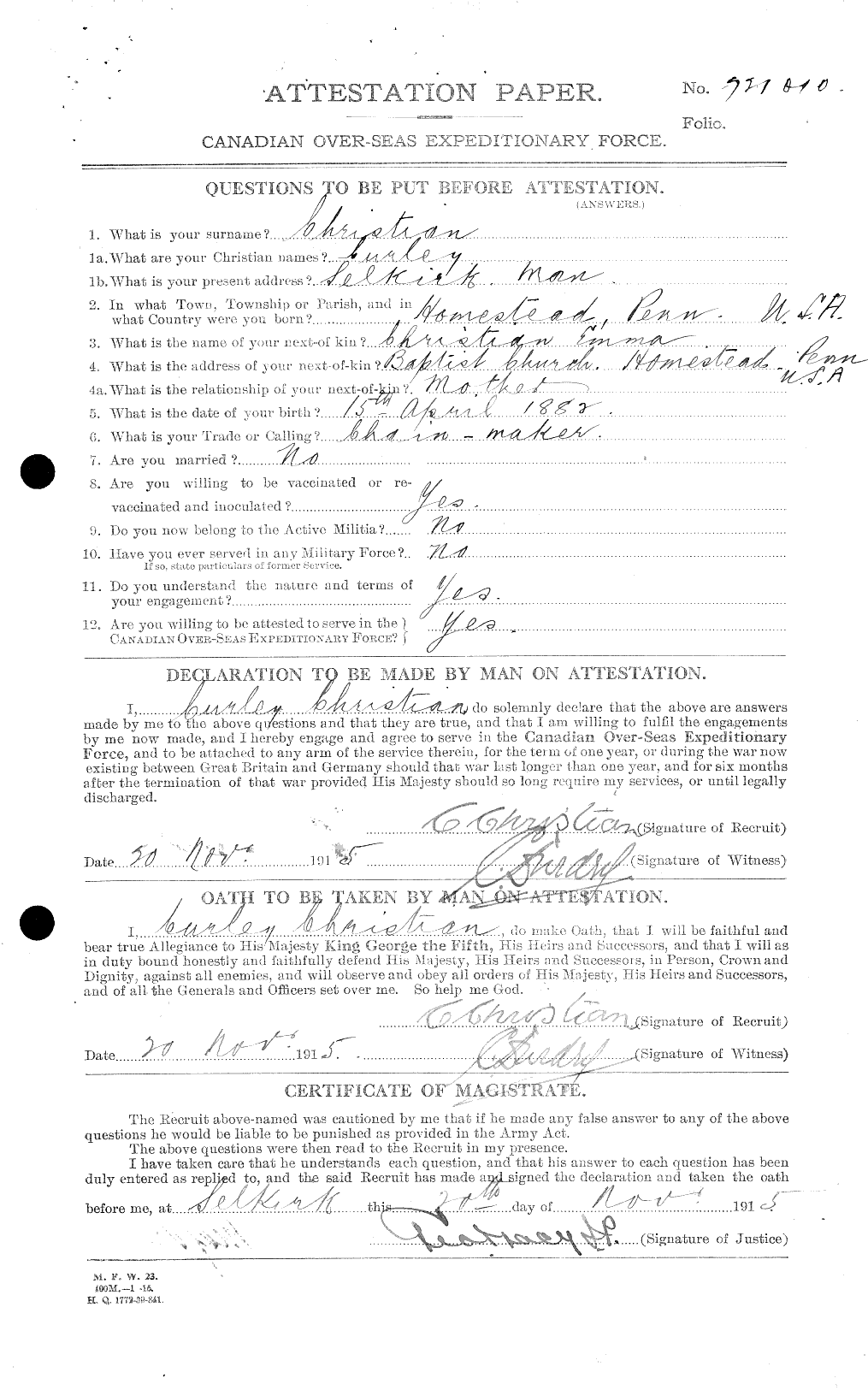 Personnel Records of the First World War - CEF 021657a