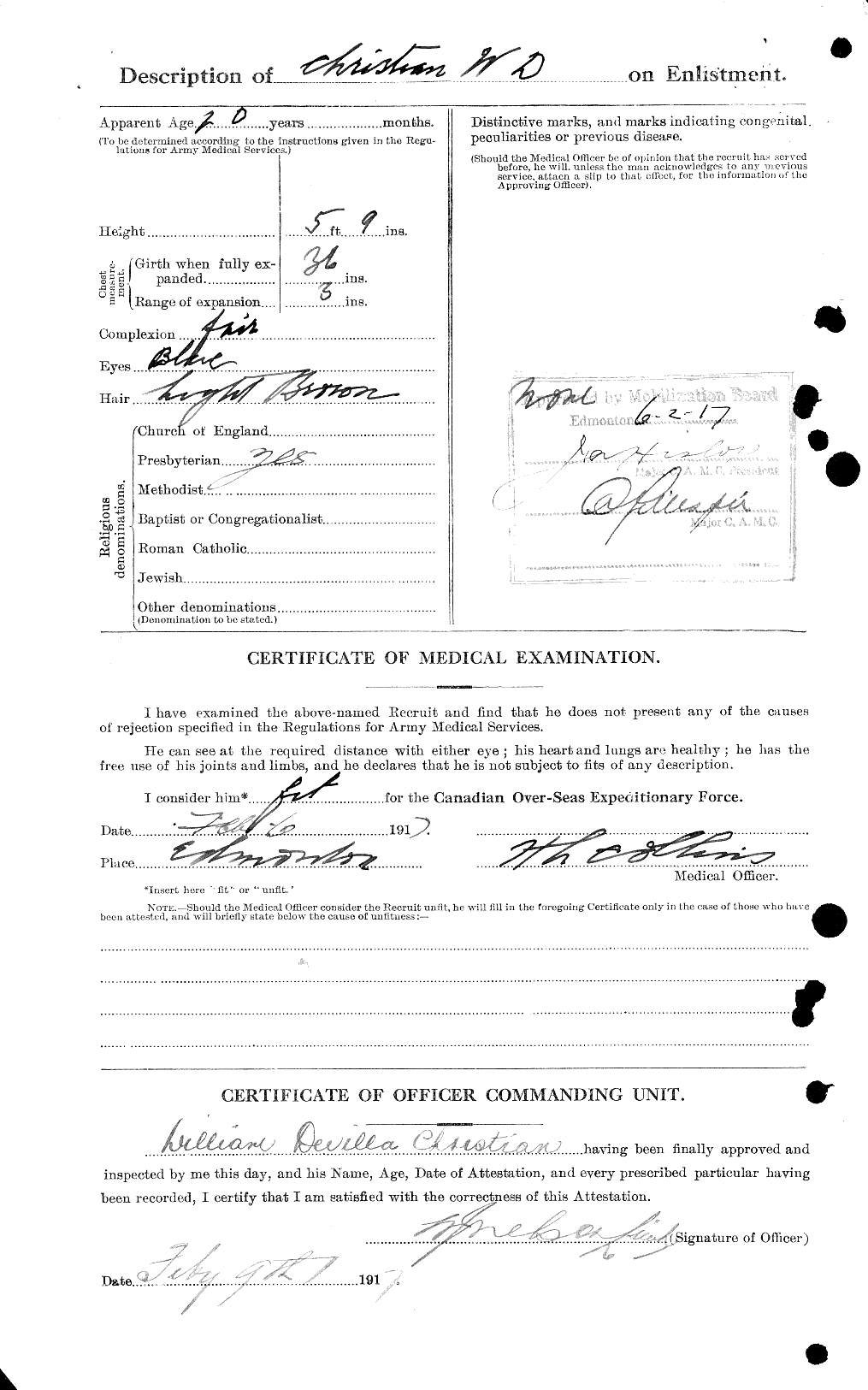 Personnel Records of the First World War - CEF 021709b