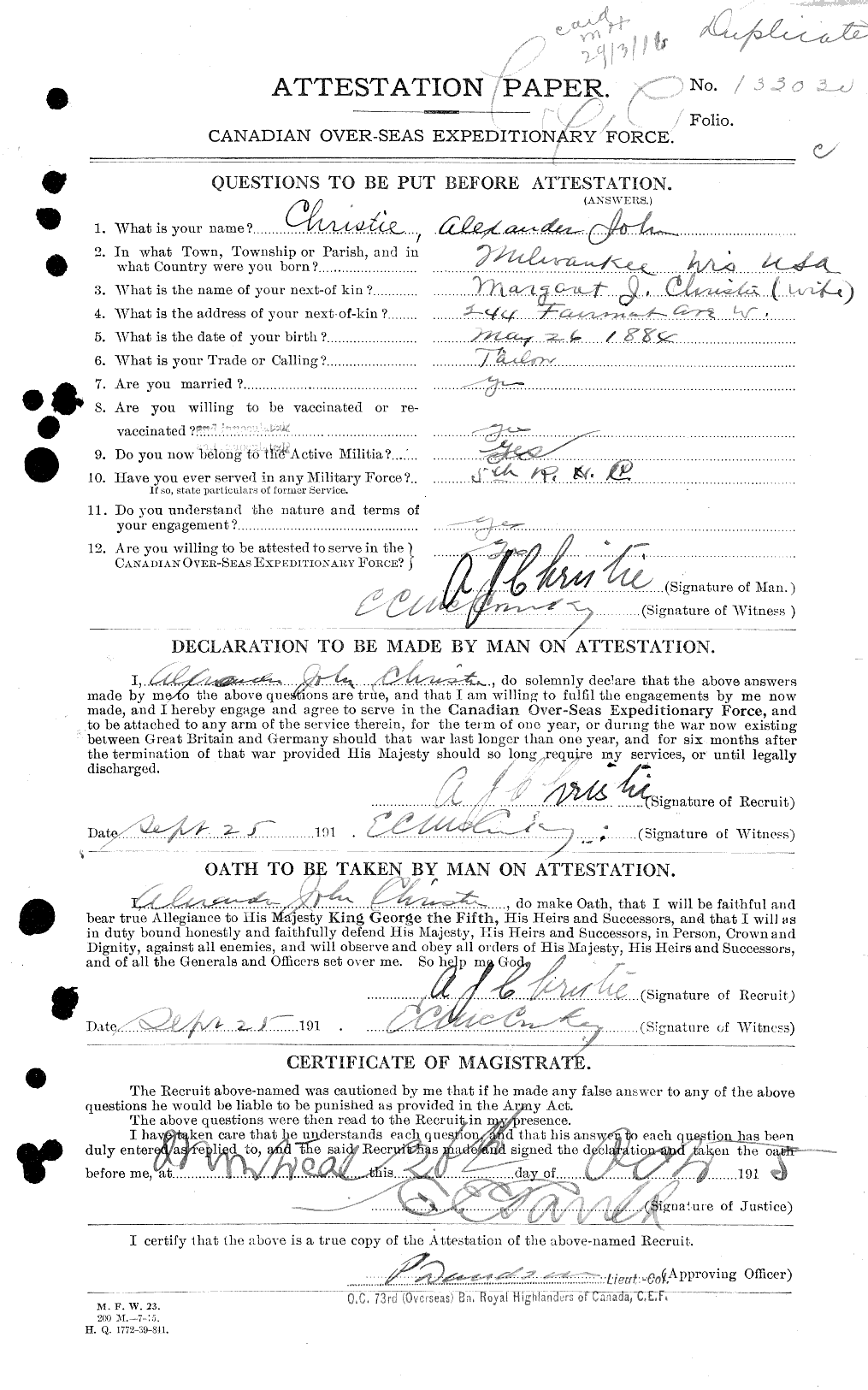 Personnel Records of the First World War - CEF 021864a