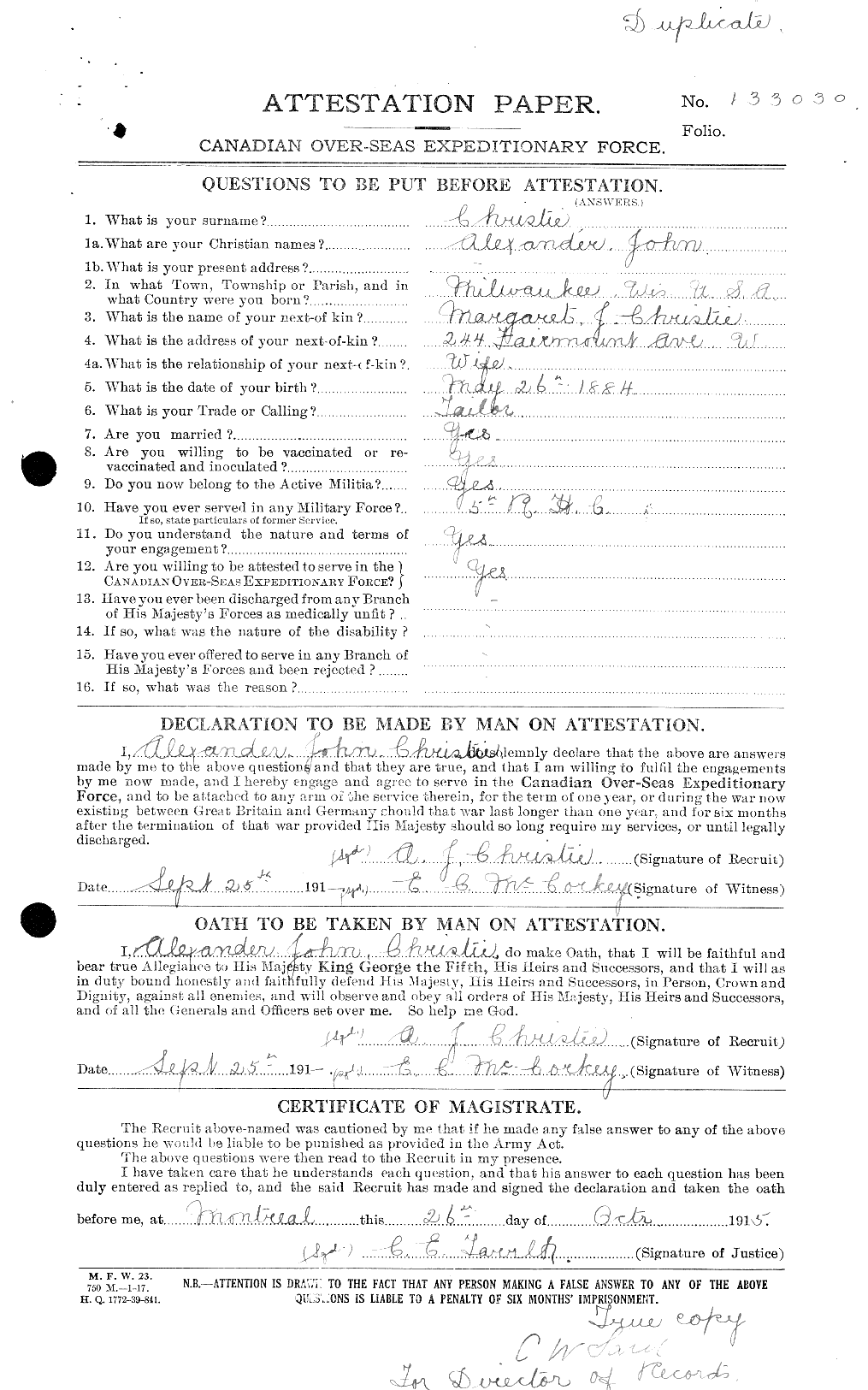 Personnel Records of the First World War - CEF 021864c