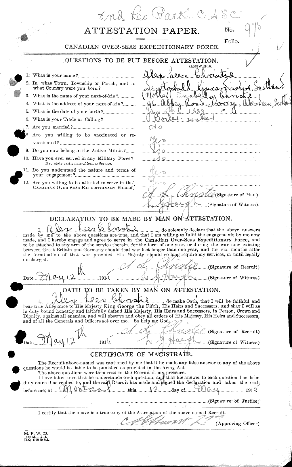 Personnel Records of the First World War - CEF 021865a