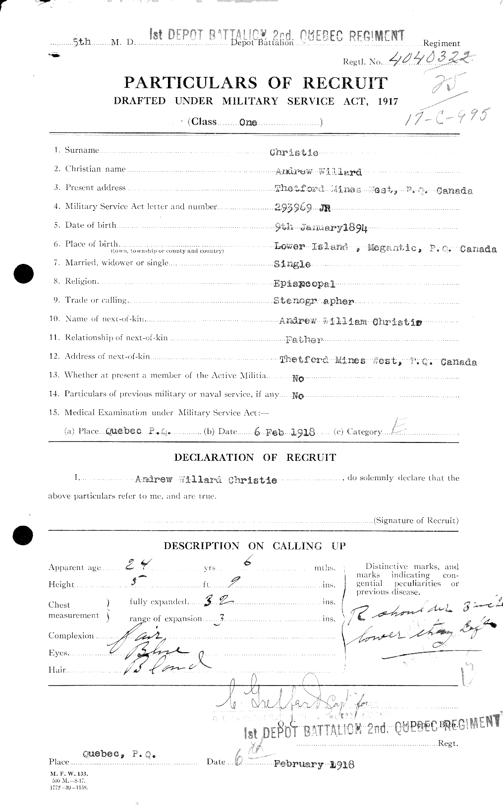 Personnel Records of the First World War - CEF 021876a