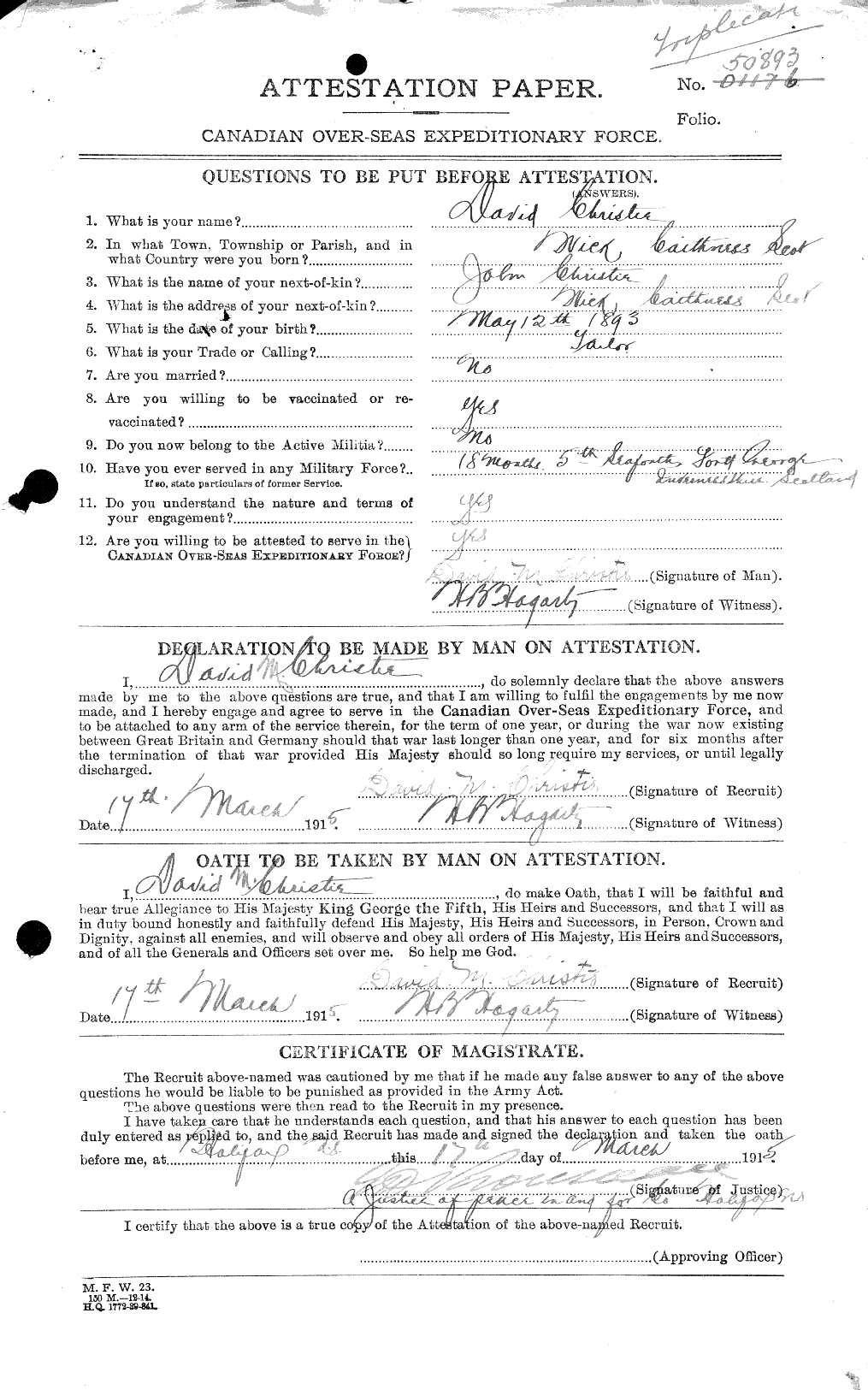Personnel Records of the First World War - CEF 021907a