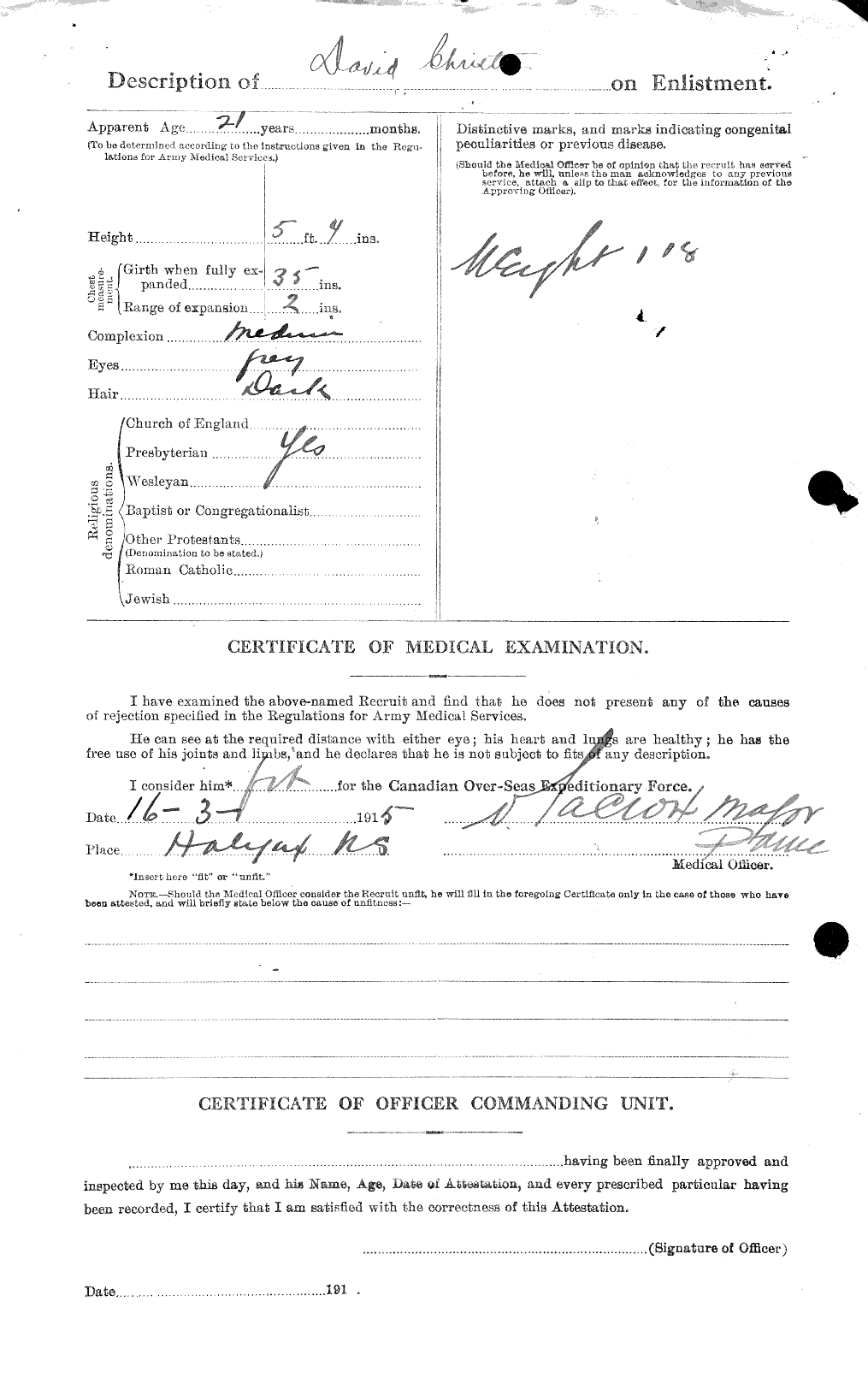 Personnel Records of the First World War - CEF 021907b