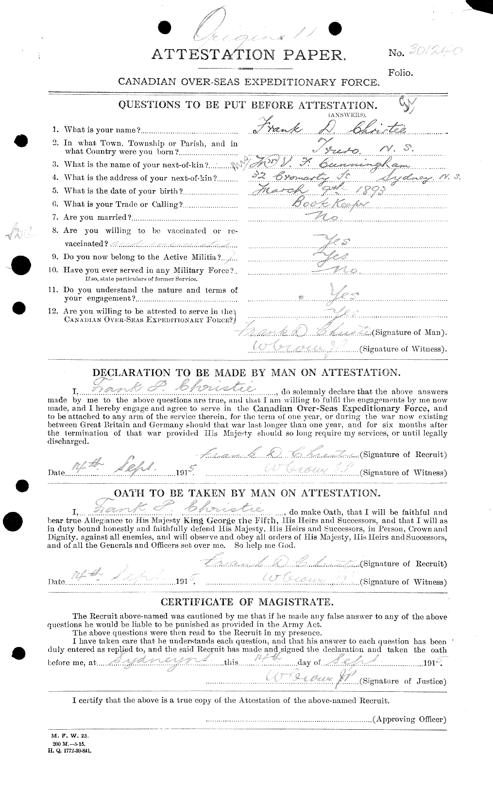 Personnel Records of the First World War - CEF 021926a