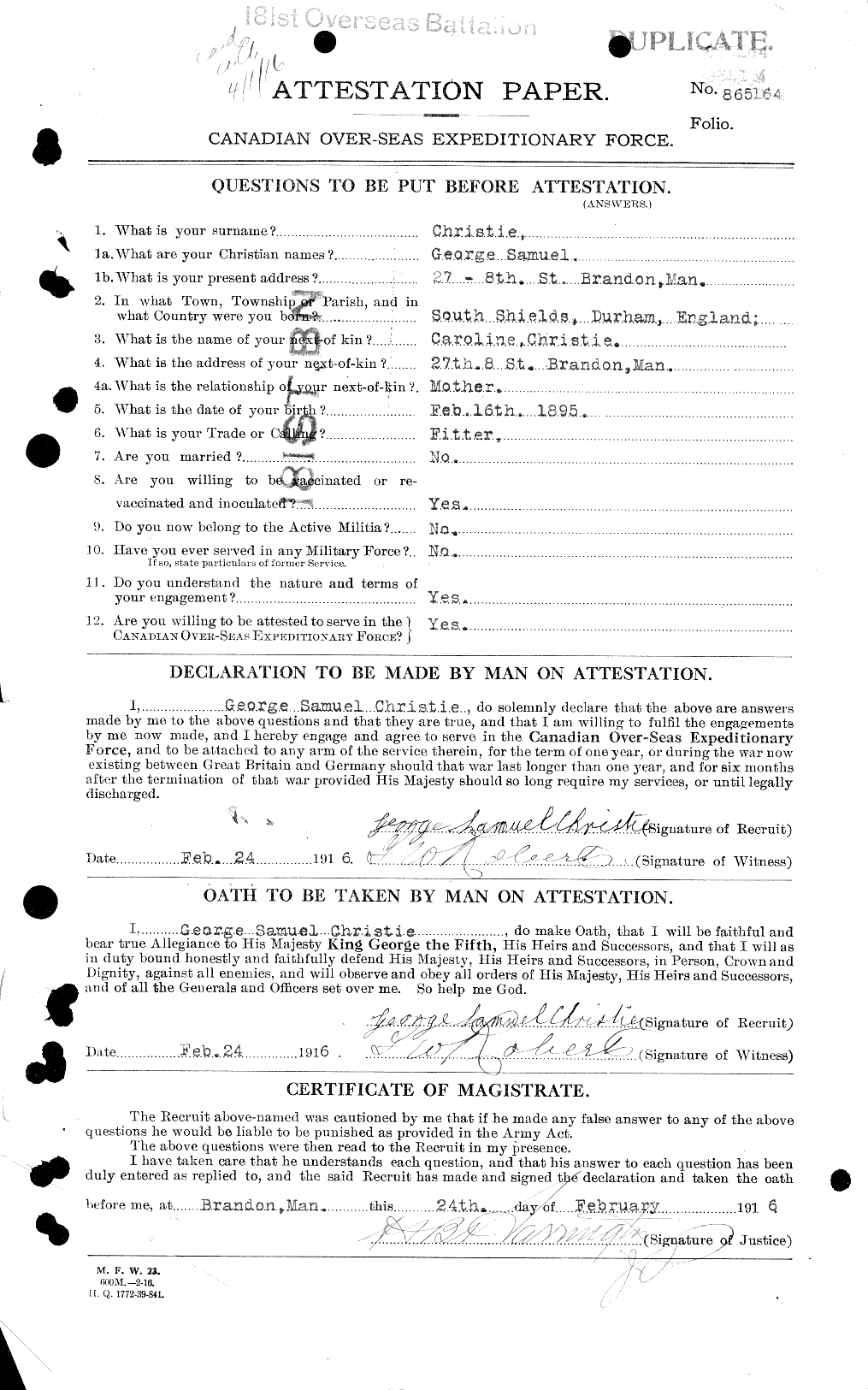 Personnel Records of the First World War - CEF 021949a