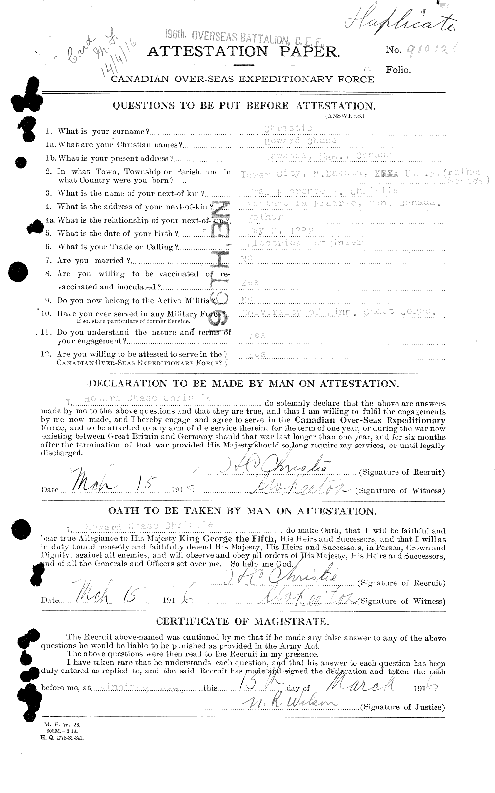 Personnel Records of the First World War - CEF 021966a