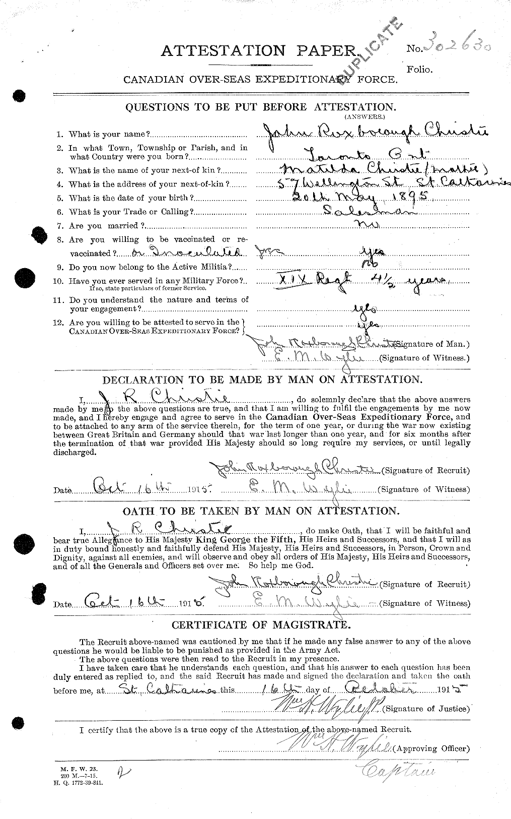 Personnel Records of the First World War - CEF 022012a