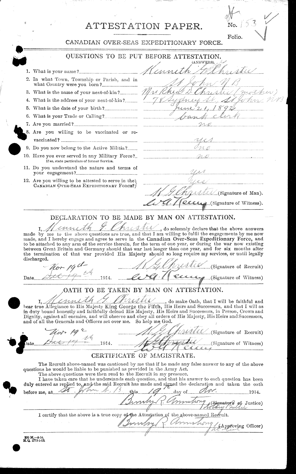 Personnel Records of the First World War - CEF 022021a