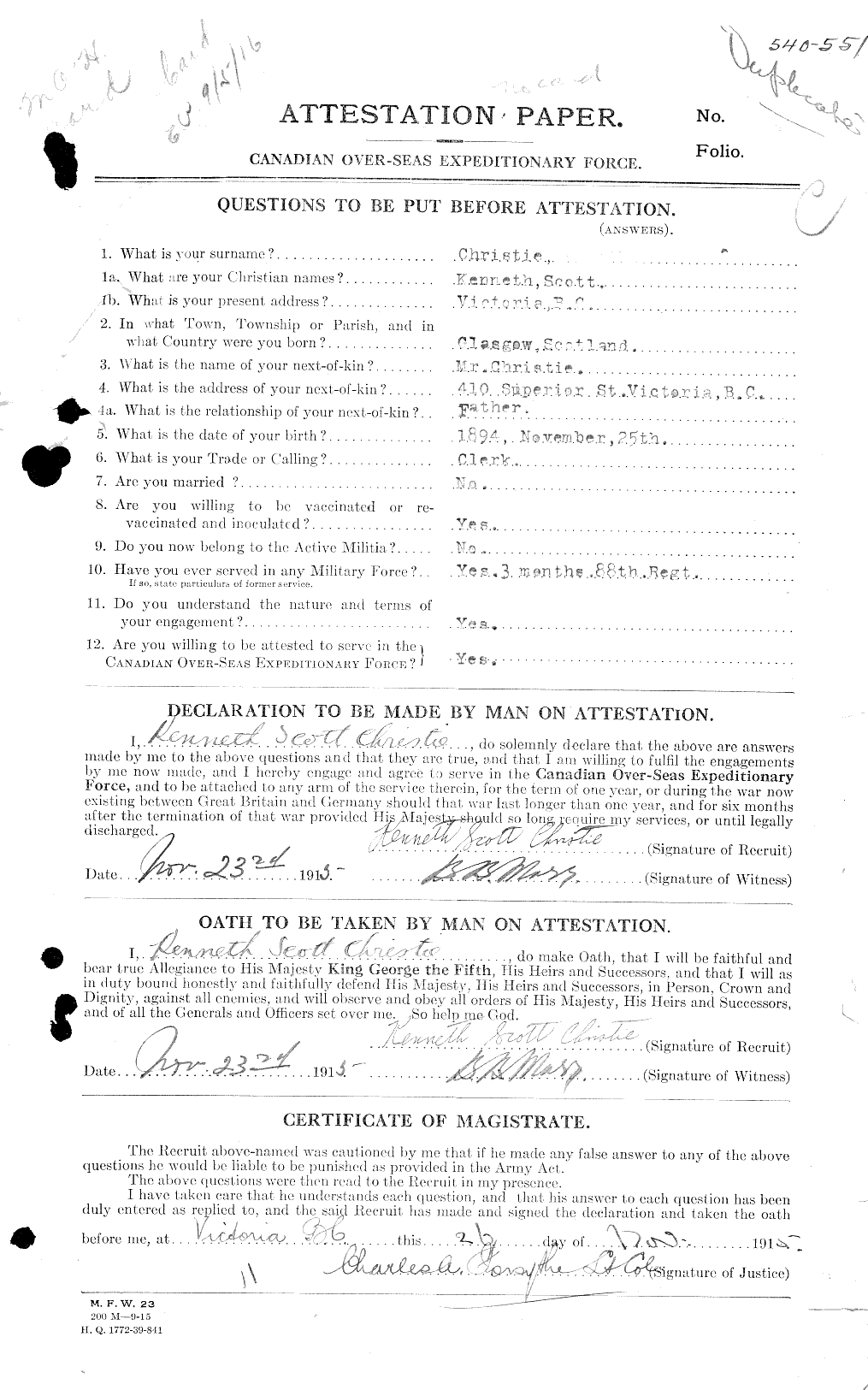 Personnel Records of the First World War - CEF 022022a