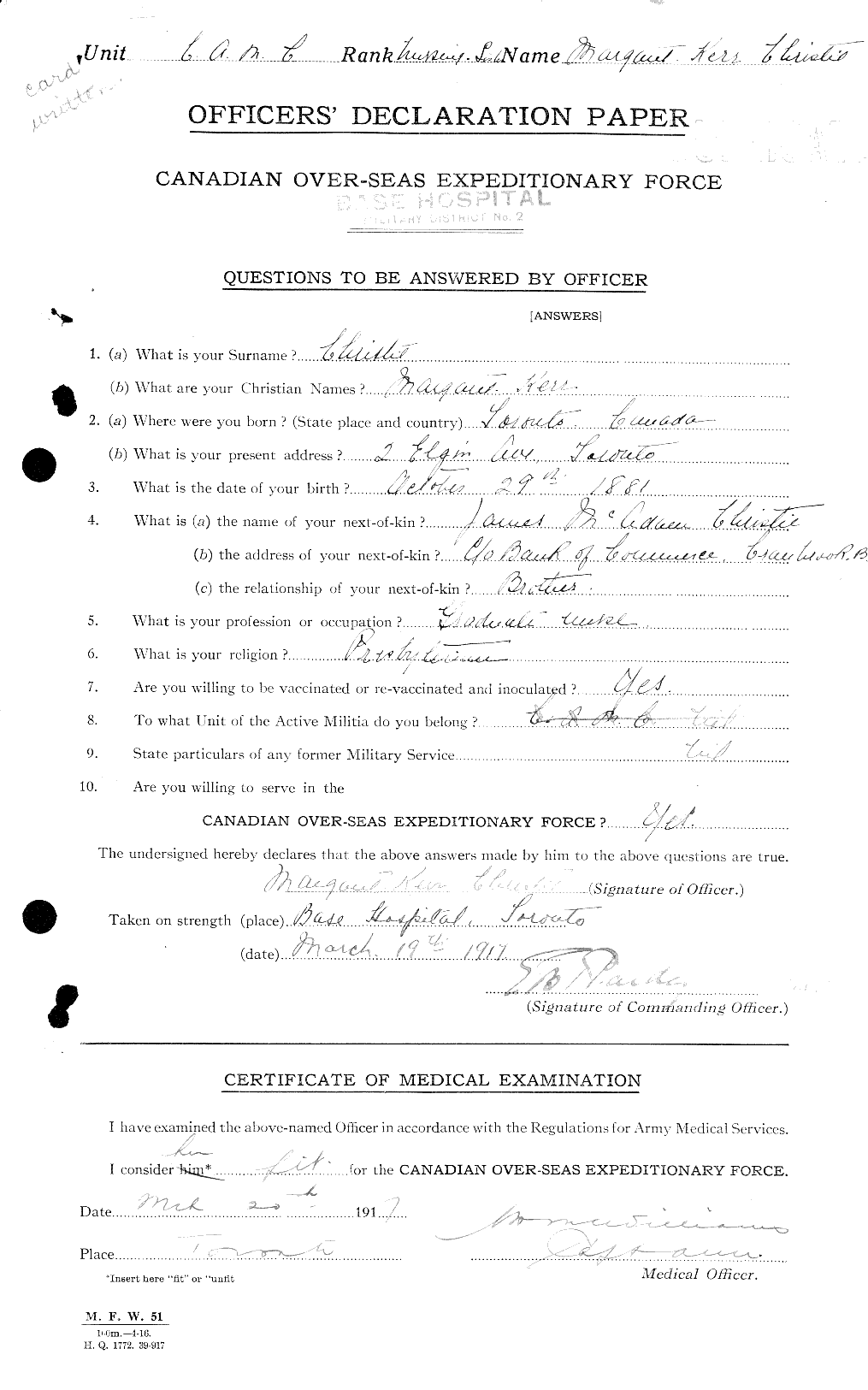 Personnel Records of the First World War - CEF 022030a
