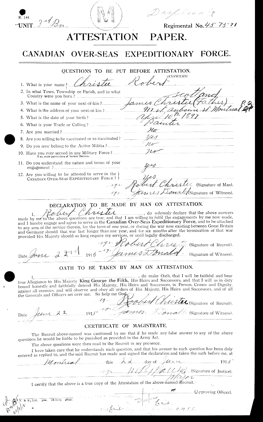Personnel Records of the First World War - CEF 022052a