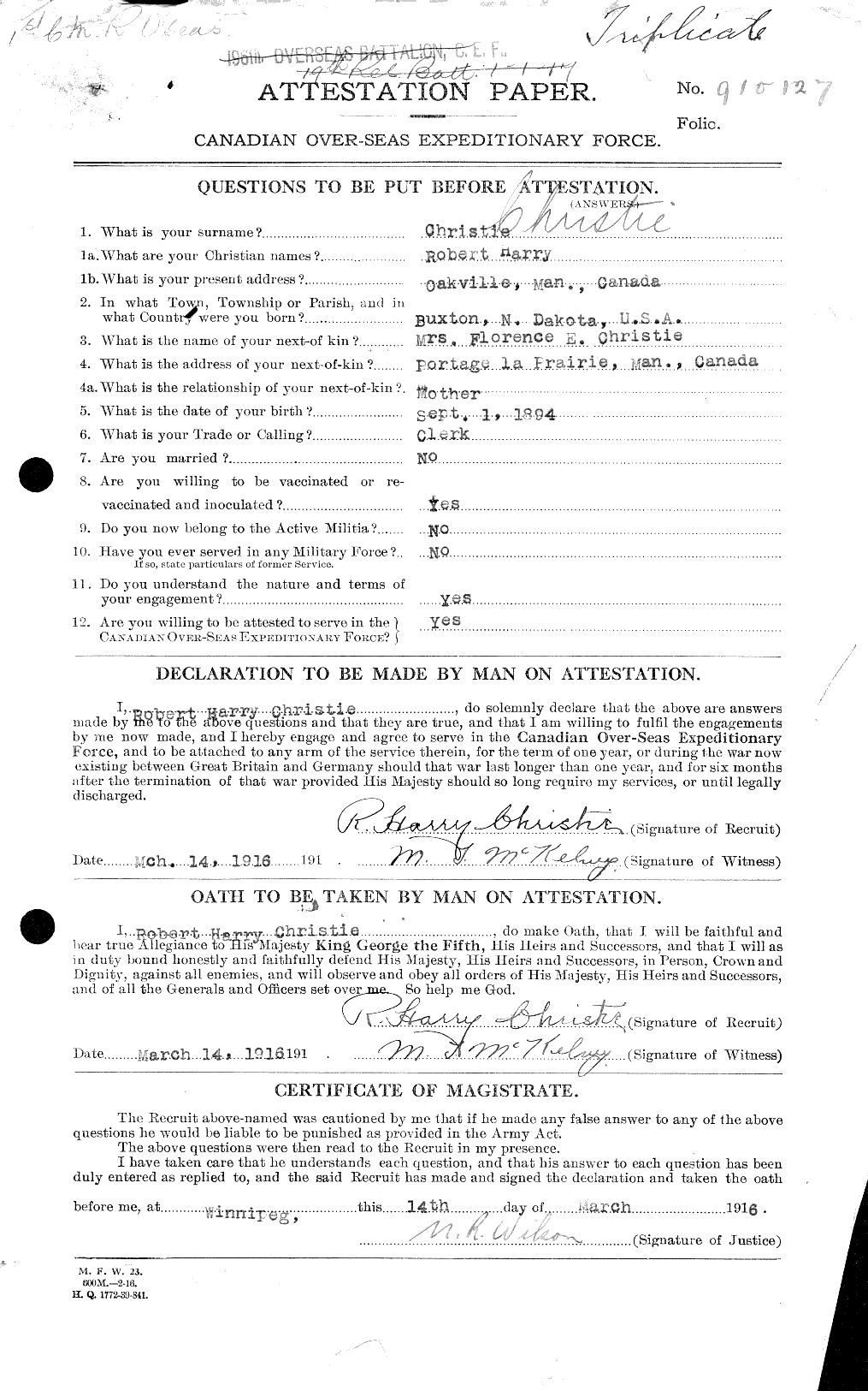 Personnel Records of the First World War - CEF 022054a