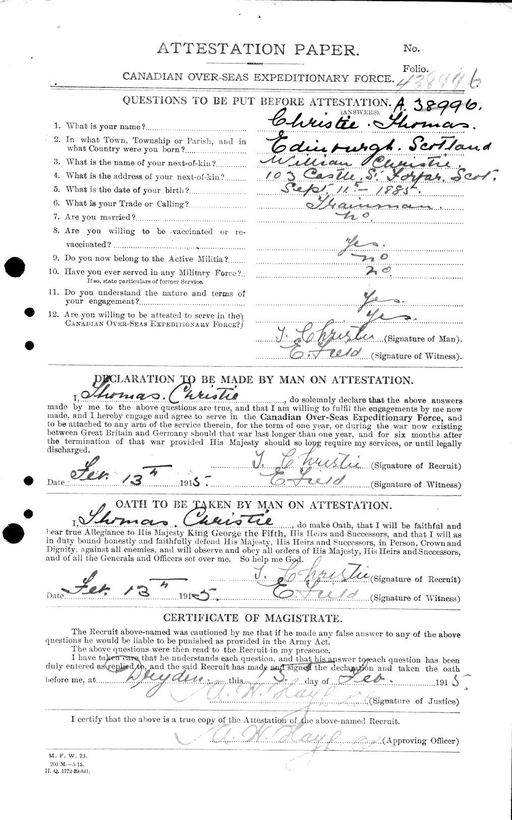 Personnel Records of the First World War - CEF 022068a