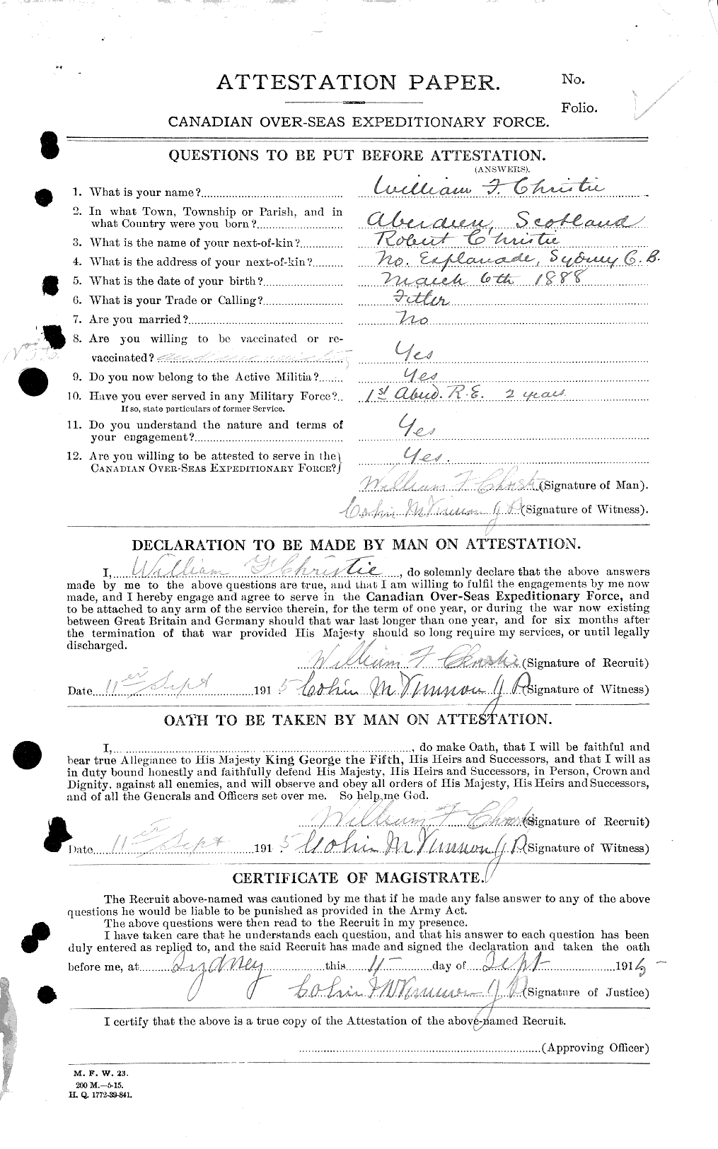 Personnel Records of the First World War - CEF 022093a