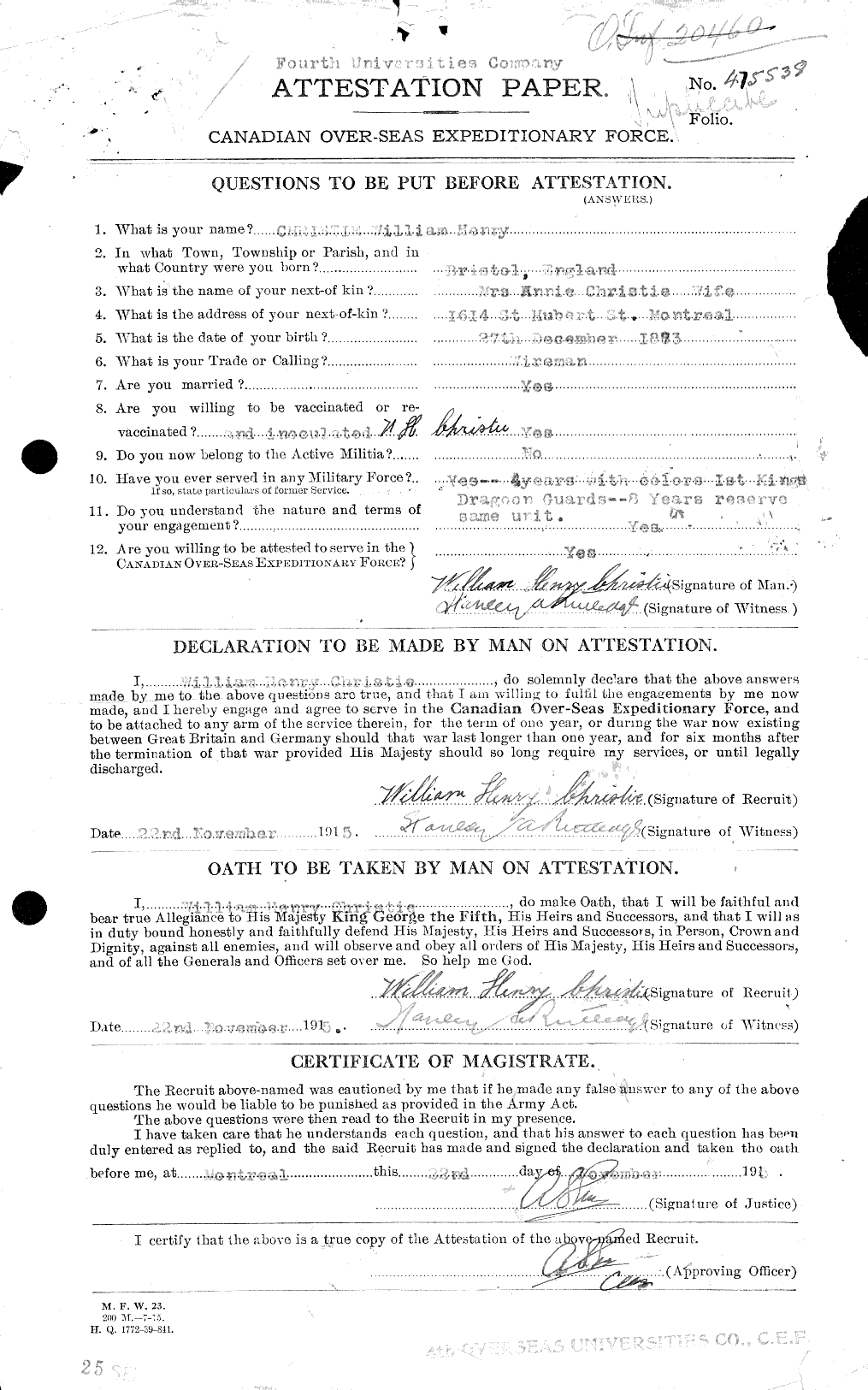 Personnel Records of the First World War - CEF 022098a