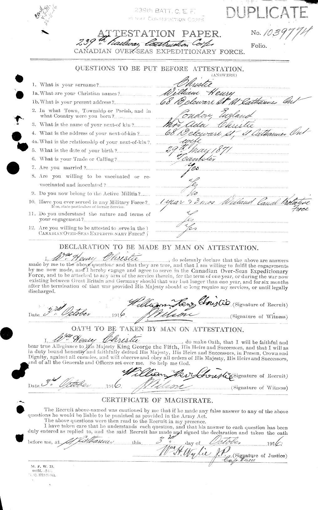 Personnel Records of the First World War - CEF 022099c