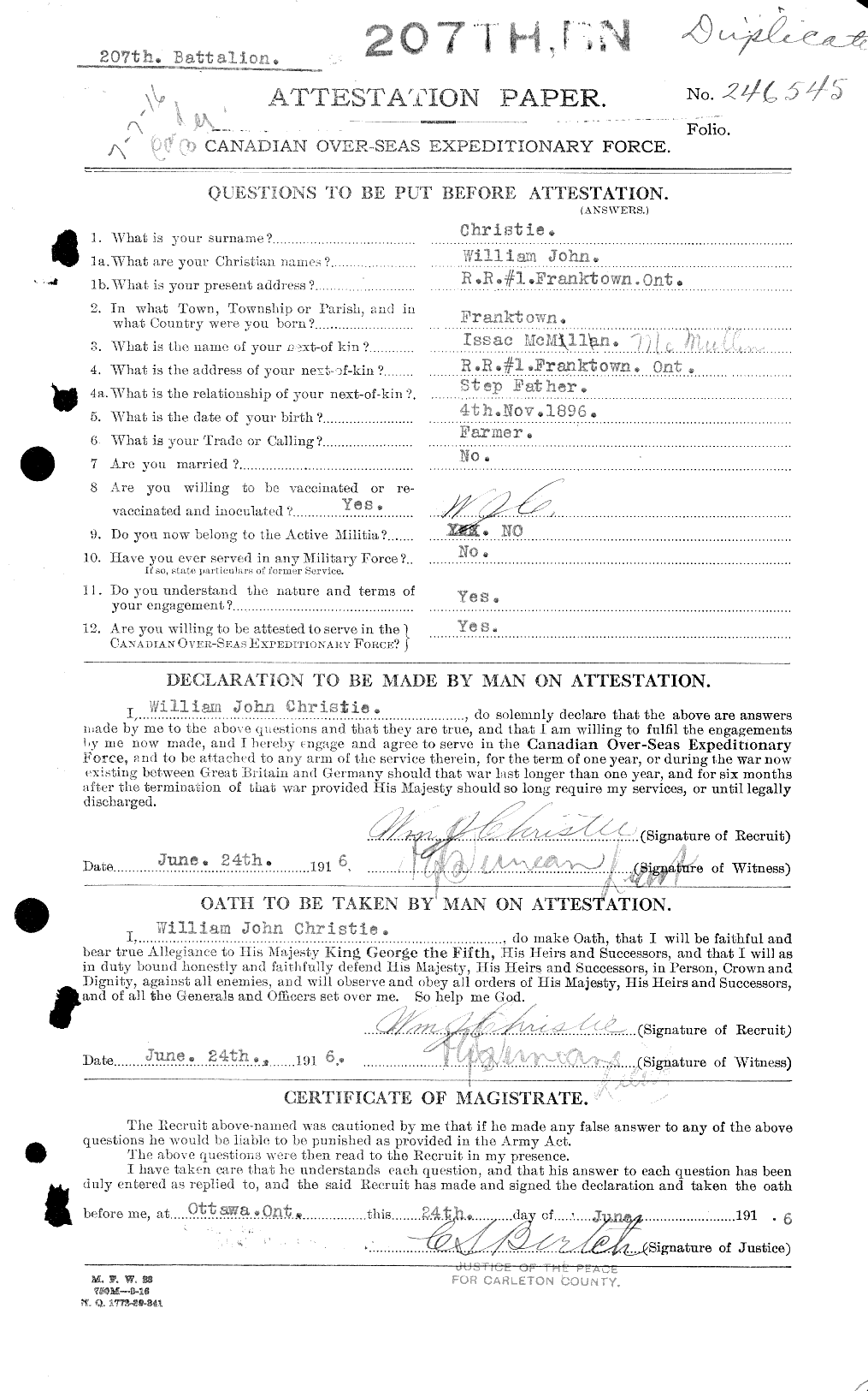 Personnel Records of the First World War - CEF 022101a