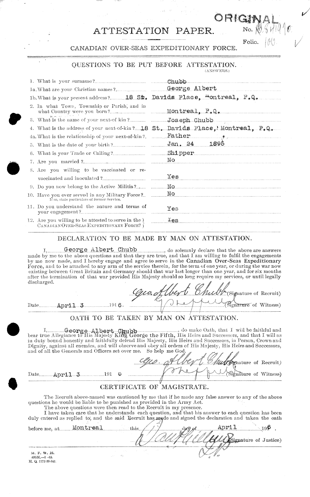 Personnel Records of the First World War - CEF 022265a
