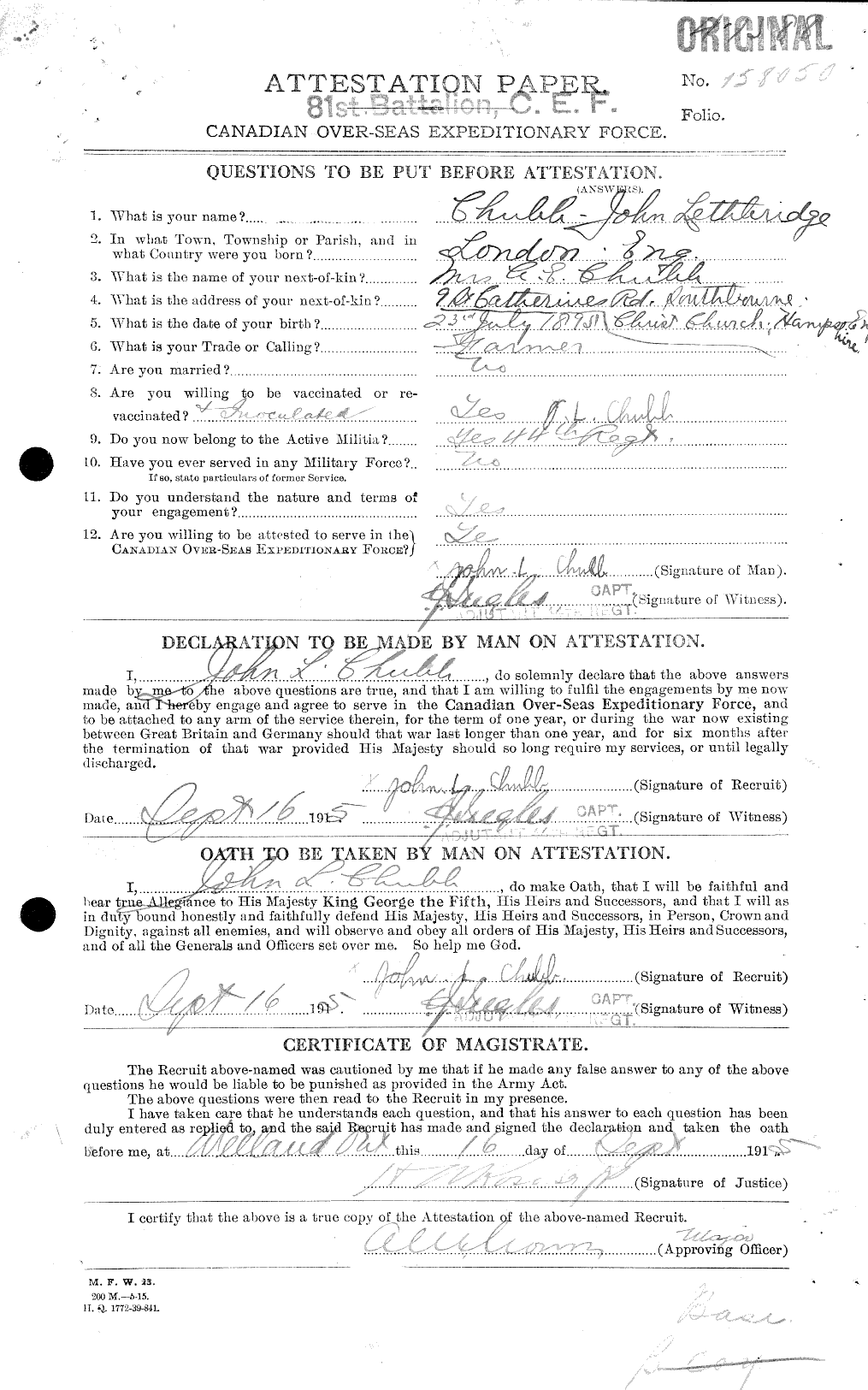 Personnel Records of the First World War - CEF 022267a