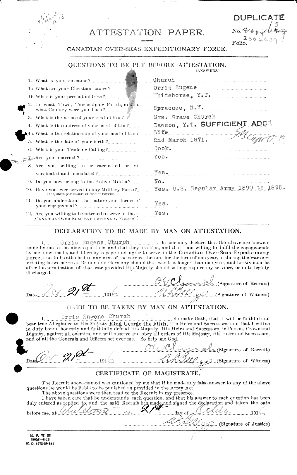 Personnel Records of the First World War - CEF 022370a