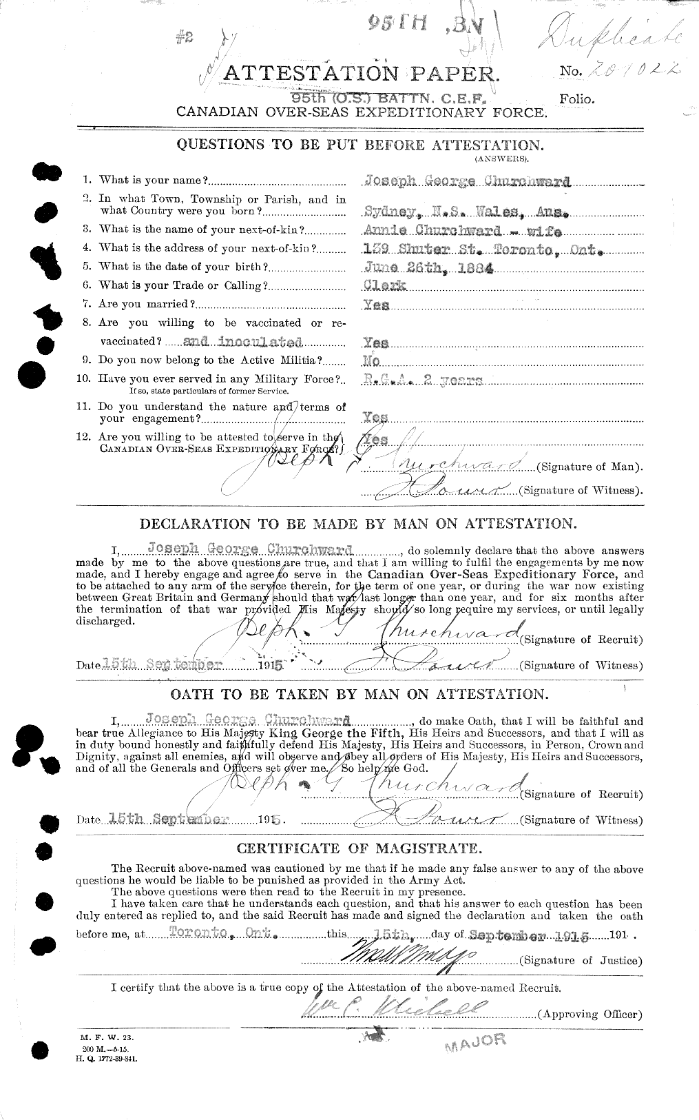 Personnel Records of the First World War - CEF 022518a