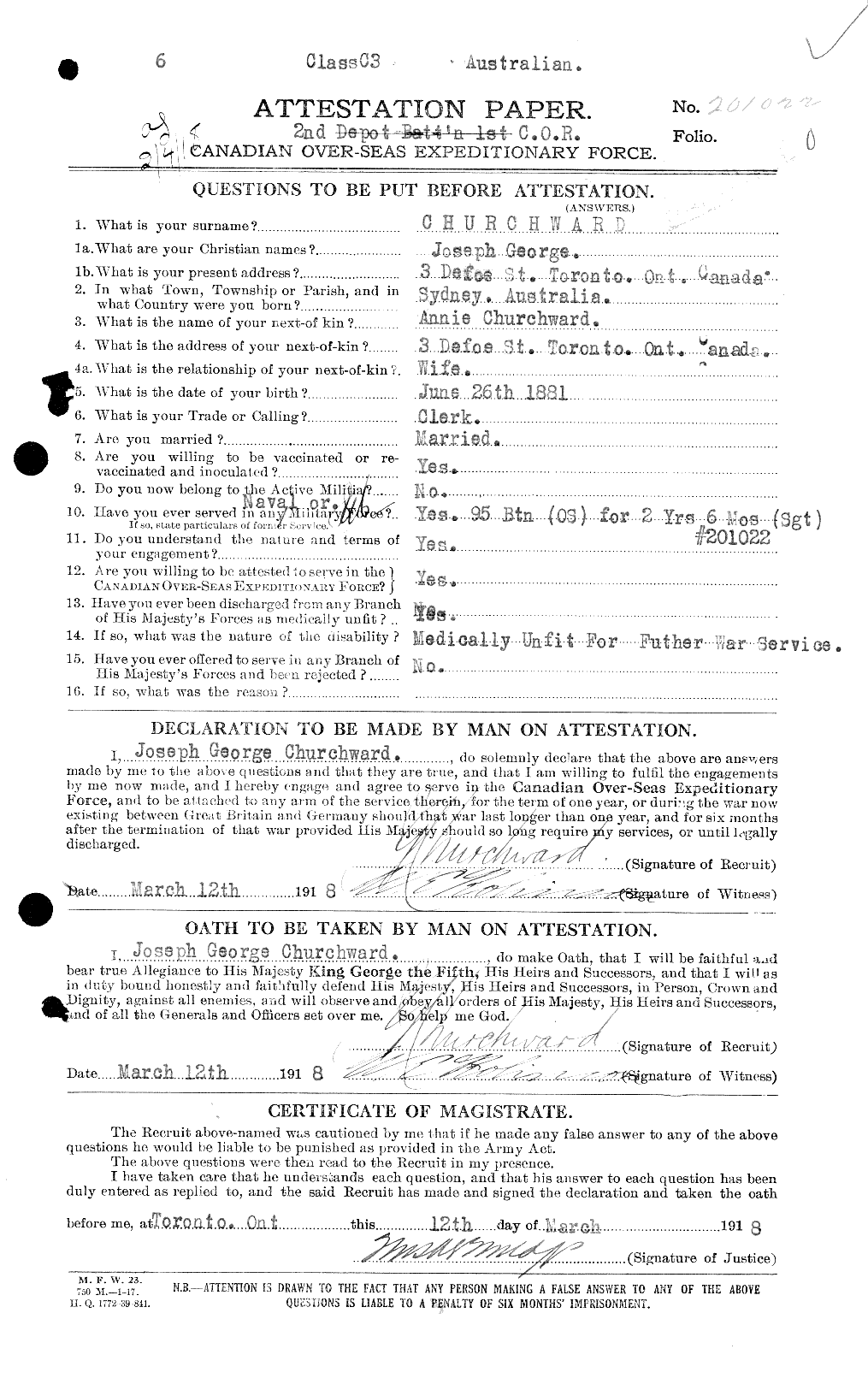 Personnel Records of the First World War - CEF 022518c