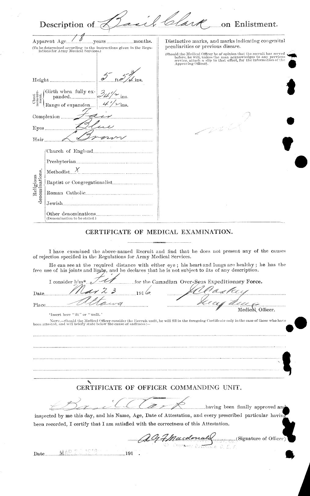 Dossiers du Personnel de la Première Guerre mondiale - CEC 022870b