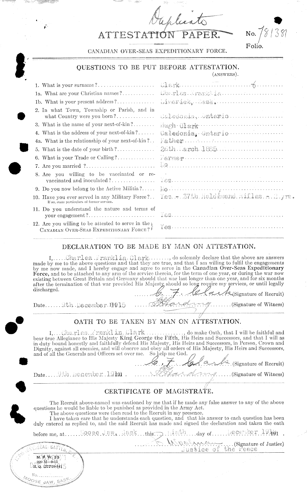 Personnel Records of the First World War - CEF 022930a