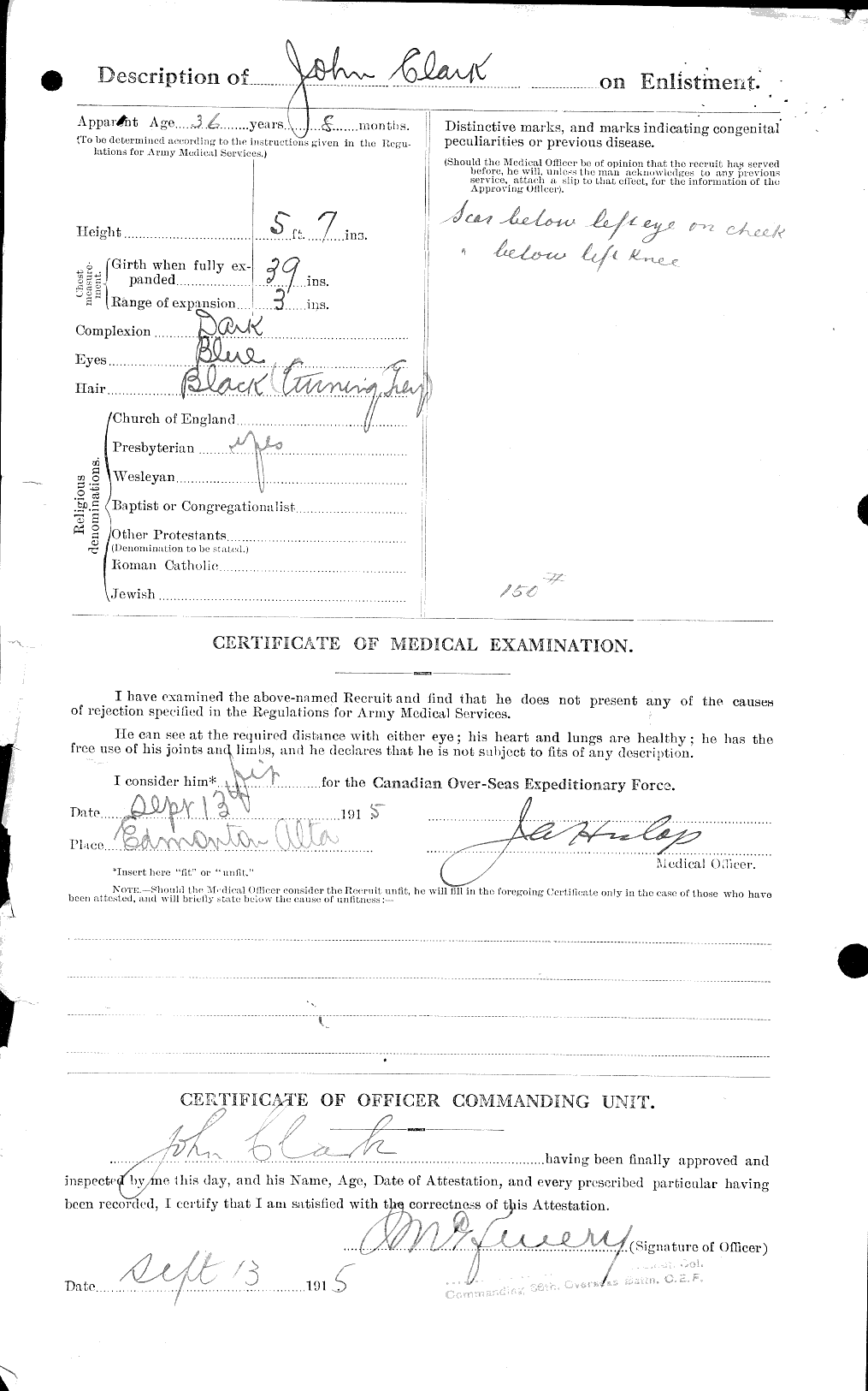 Dossiers du Personnel de la Première Guerre mondiale - CEC 023369b