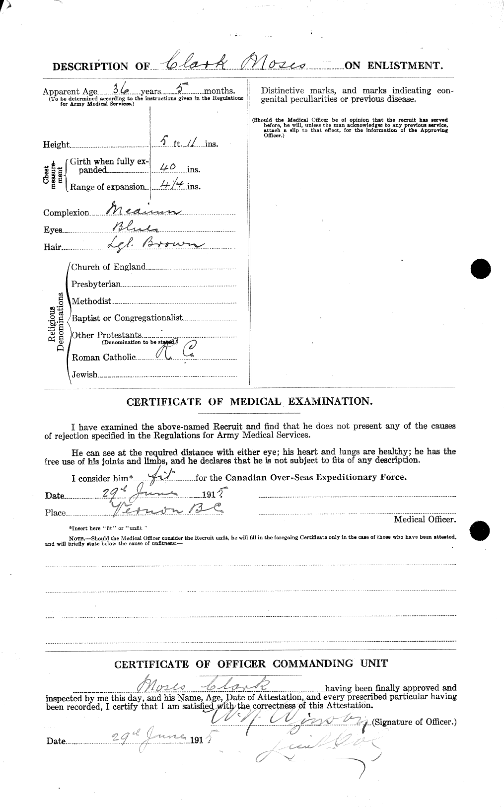 Dossiers du Personnel de la Première Guerre mondiale - CEC 023453b