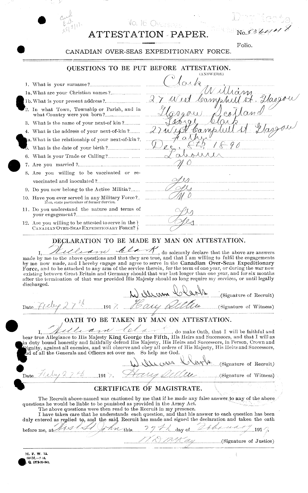 Personnel Records of the First World War - CEF 023551a