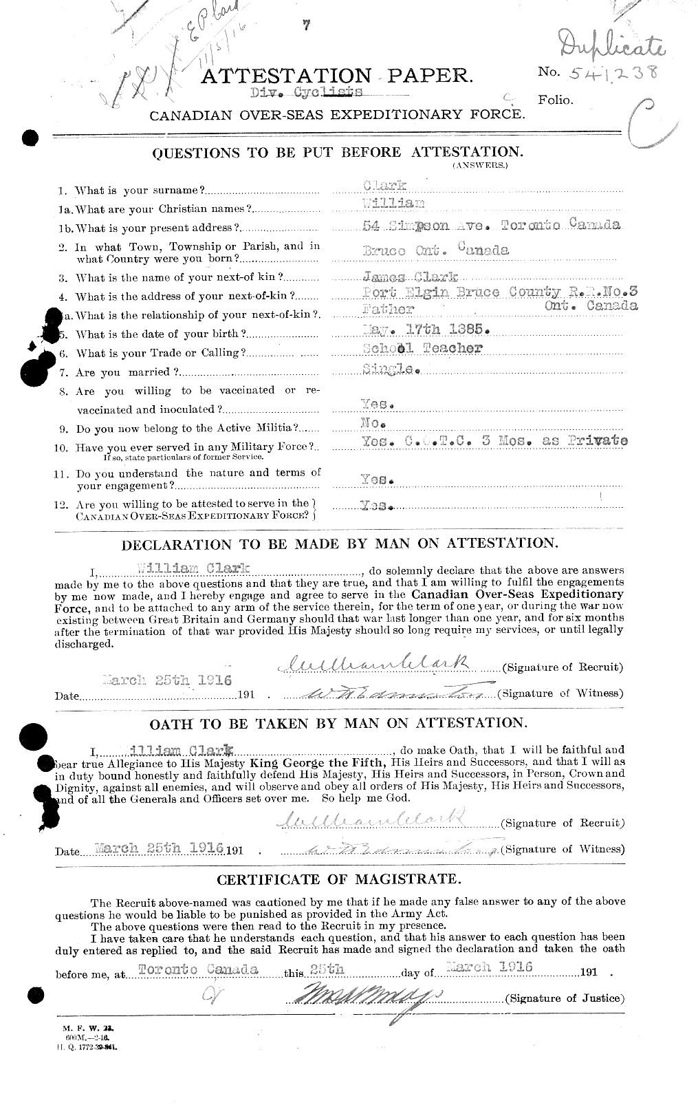 Personnel Records of the First World War - CEF 023552a