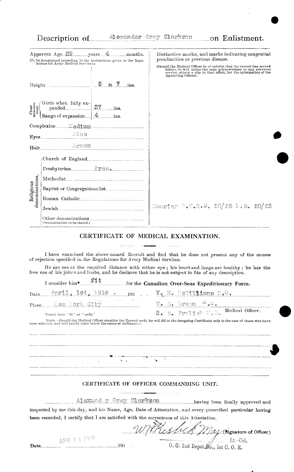 Dossiers du Personnel de la Première Guerre mondiale - CEC 023612b