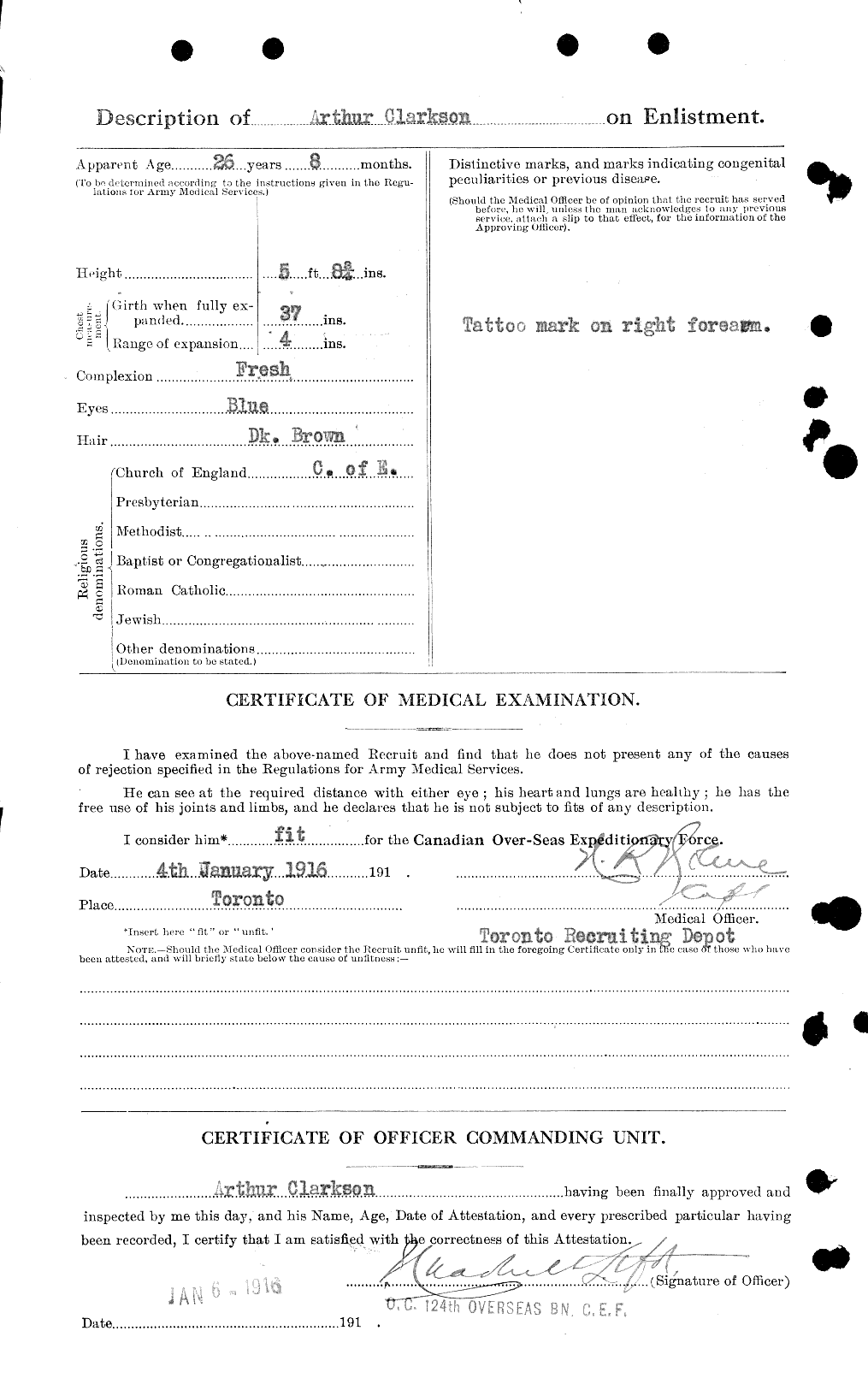 Dossiers du Personnel de la Première Guerre mondiale - CEC 023616b