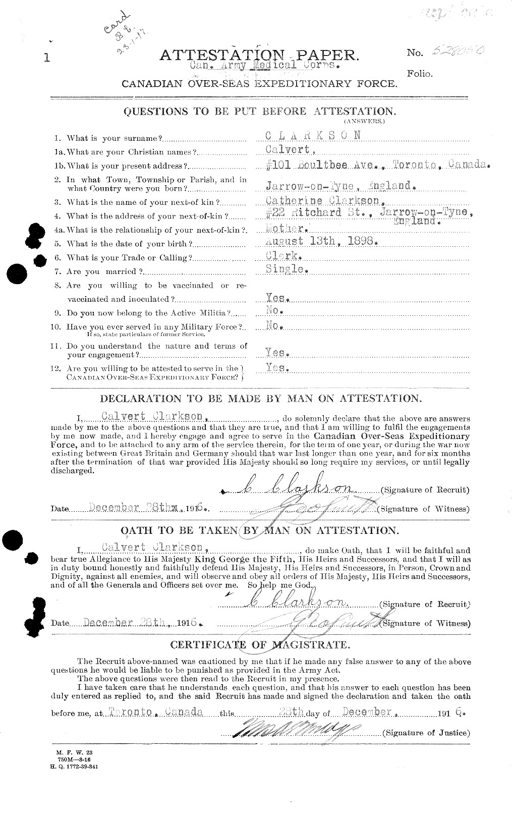 Personnel Records of the First World War - CEF 023621a
