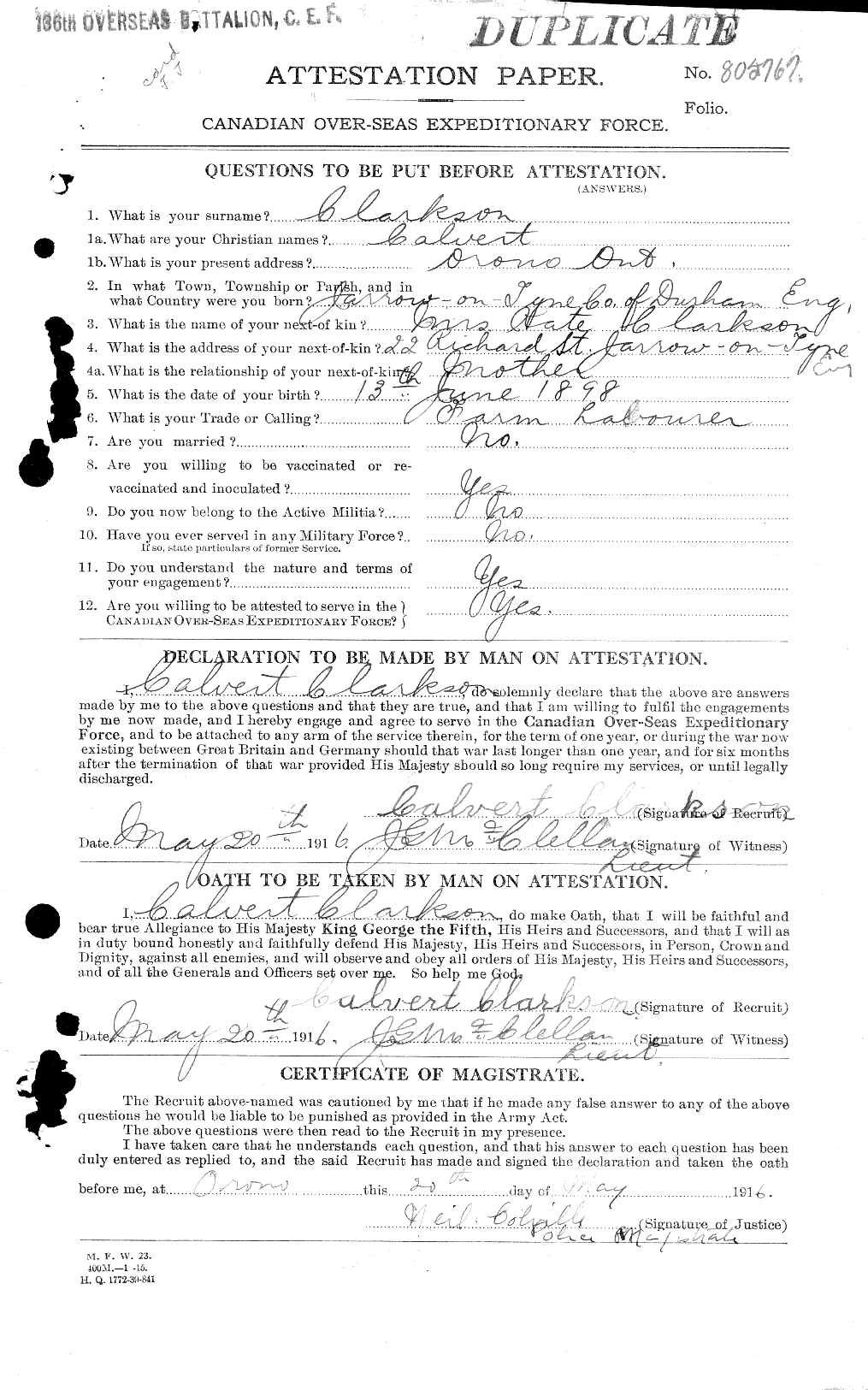 Personnel Records of the First World War - CEF 023621c