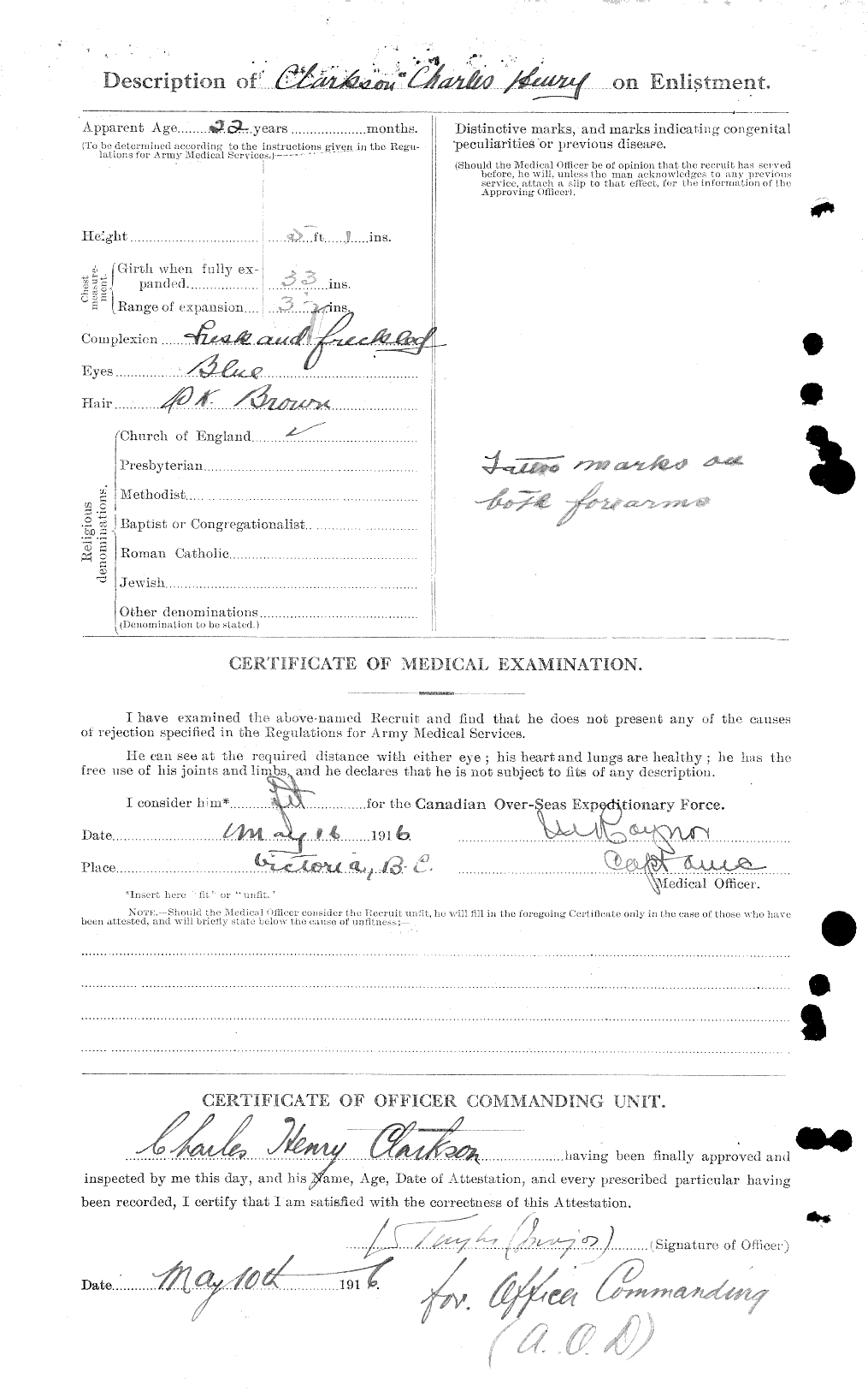 Dossiers du Personnel de la Première Guerre mondiale - CEC 023625b