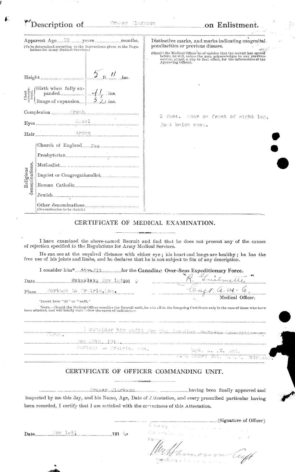Dossiers du Personnel de la Première Guerre mondiale - CEC 023638b
