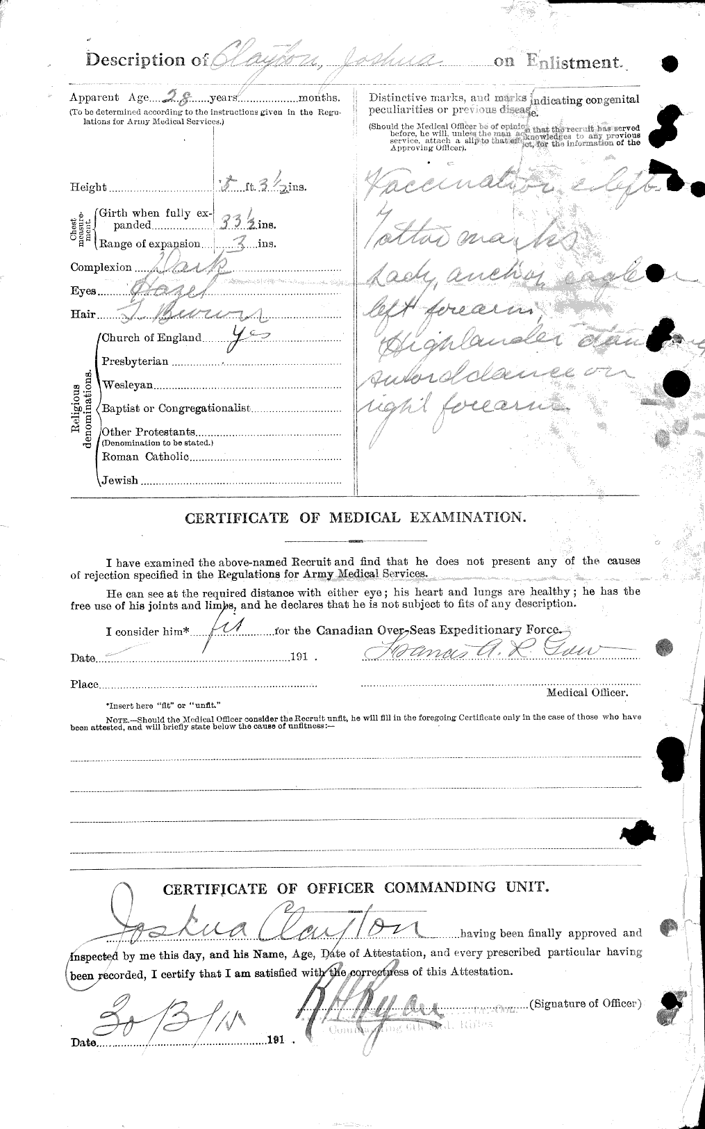 Dossiers du Personnel de la Première Guerre mondiale - CEC 023717b