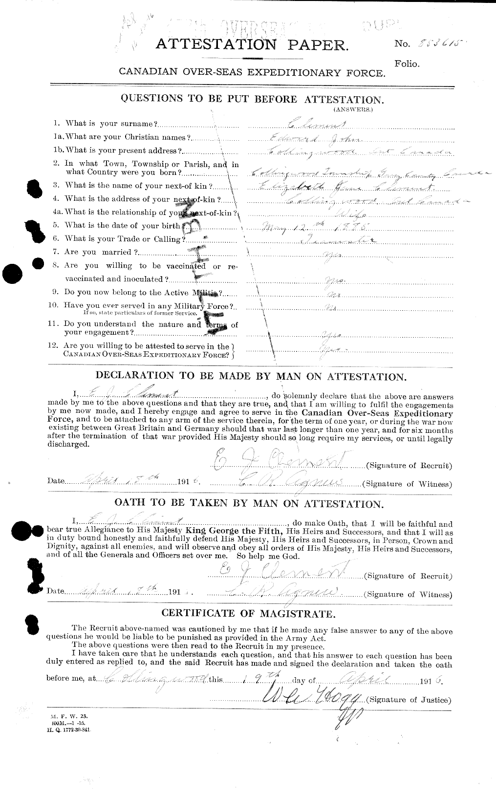 Personnel Records of the First World War - CEF 023832a