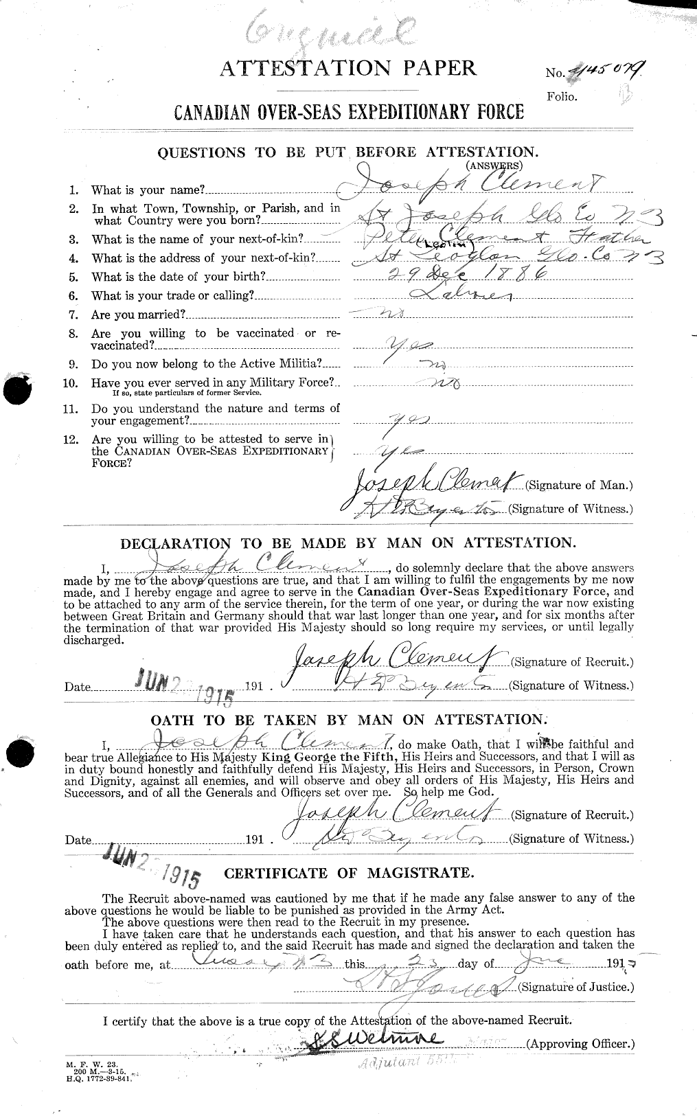Personnel Records of the First World War - CEF 023877a