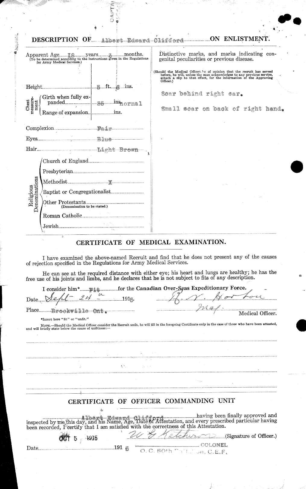 Dossiers du Personnel de la Première Guerre mondiale - CEC 024133b