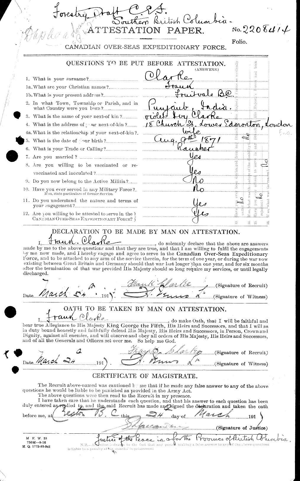 Personnel Records of the First World War - CEF 024307a