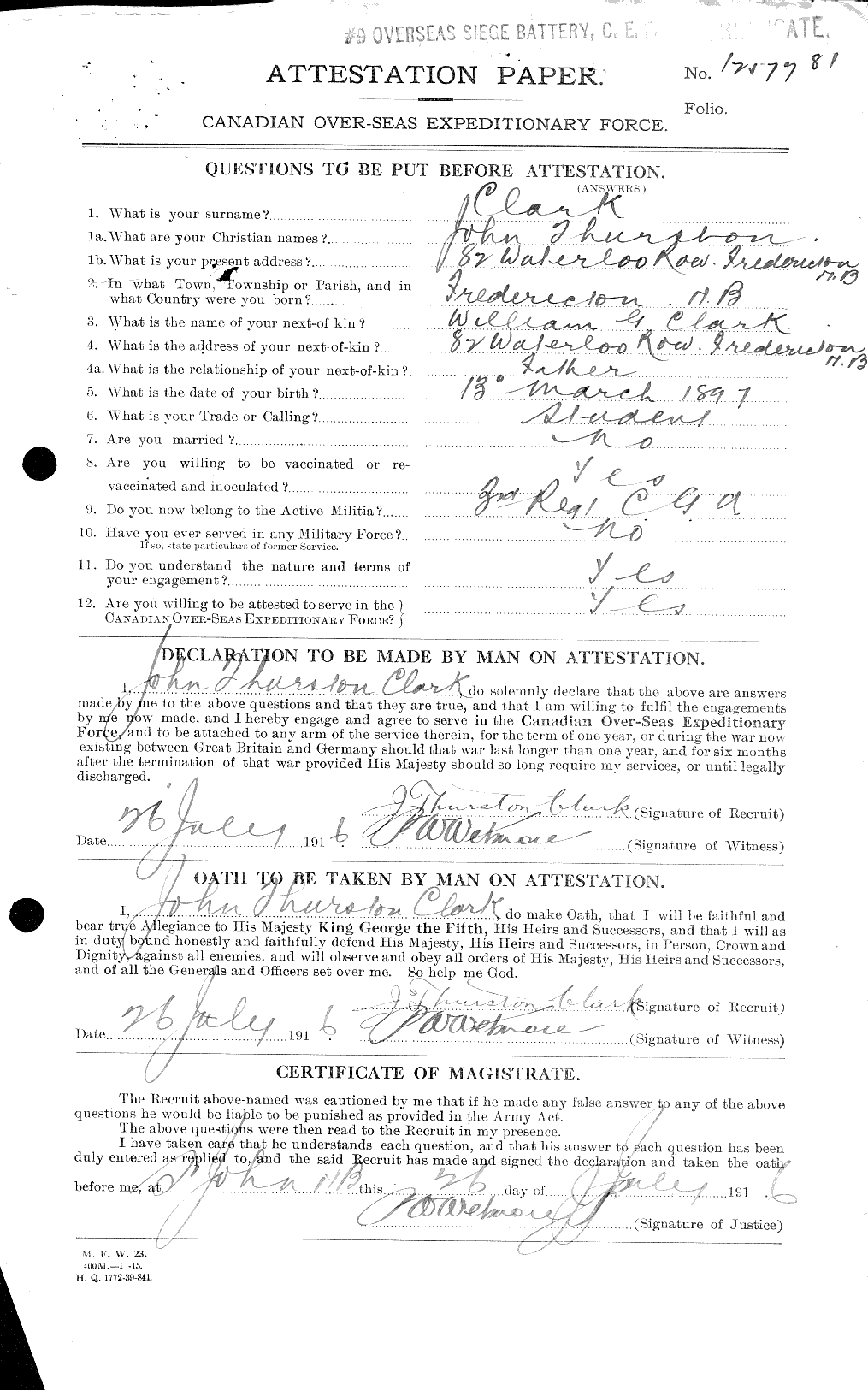 Personnel Records of the First World War - CEF 024677a